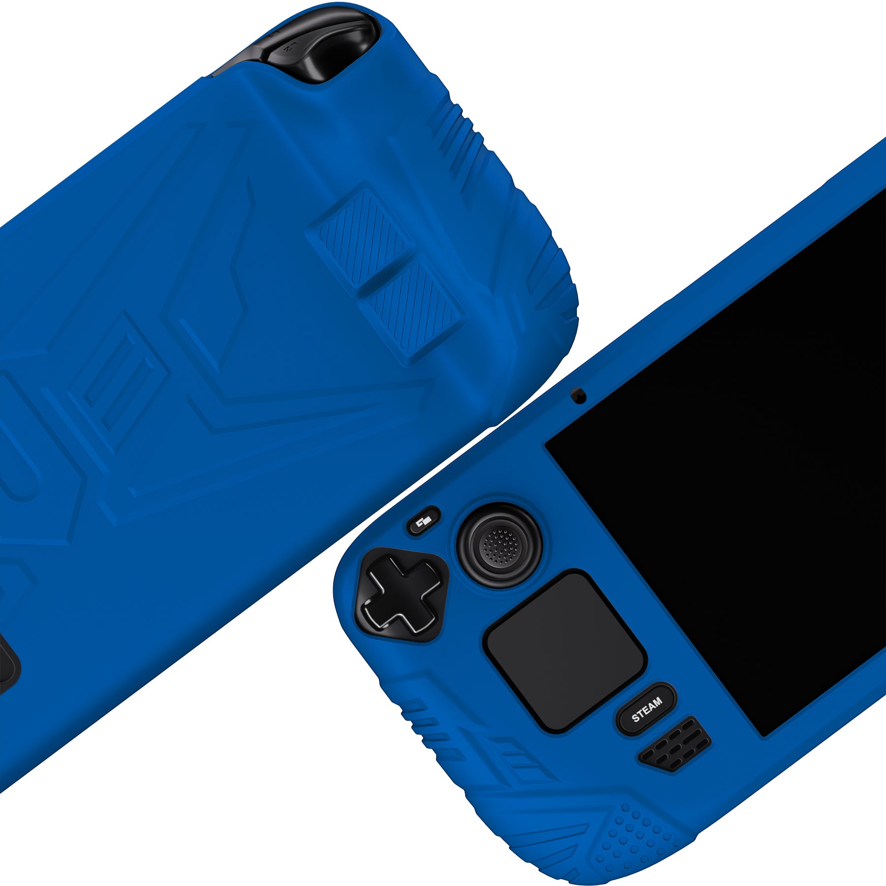 PlayVital Armor Series Protective Case for Steam Deck LCD, Soft Cover Silicone Protector for Steam Deck with Back Button Enhancement Designed & Thumb Grips Caps - Blue - XFSDP006 PlayVital