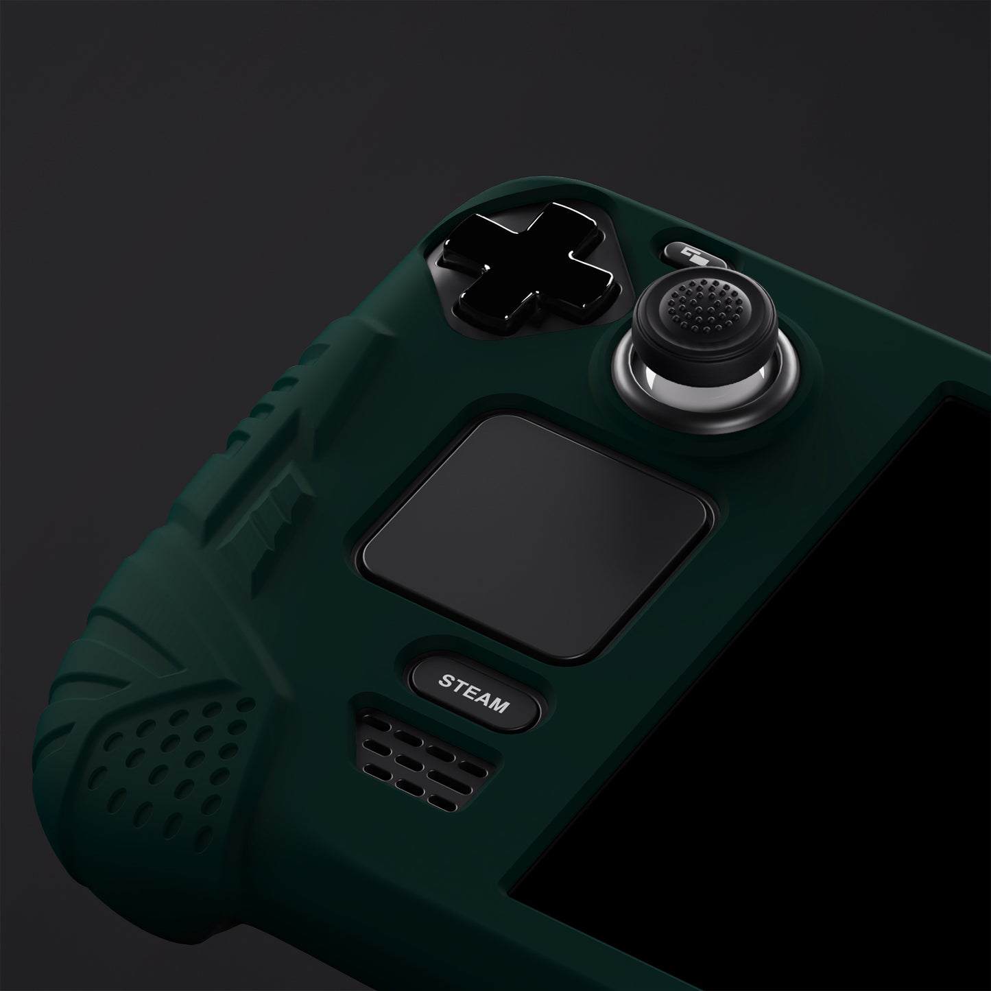 PlayVital Armor Series Protective Case for Steam Deck LCD, Soft Cover Silicone Protector for Steam Deck with Back Button Enhancement Designed & Thumb Grips Caps - Racing Green - XFSDP007 PlayVital