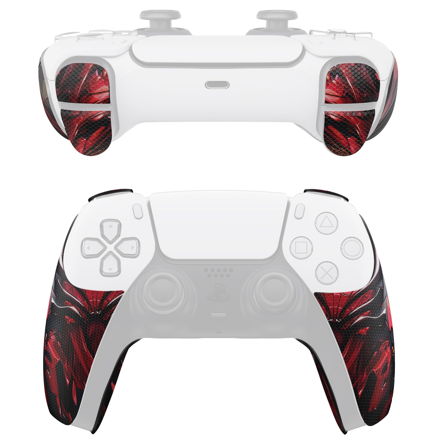 PlayVital Armored Edition Anti-Skid Sweat-Absorbent Controller Grip with Shoulder Button Trigger Stickers for PS5 Controller - Spider Armor - PFPJ157 PlayVital