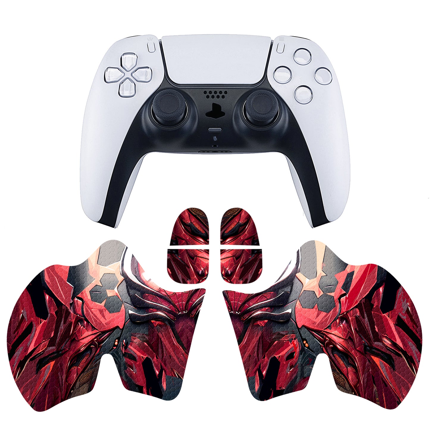 PlayVital Armored Edition Anti-Skid Sweat-Absorbent Controller Grip with Shoulder Button Trigger Stickers for PS5 Controller - Spider Armor - PFPJ157 PlayVital