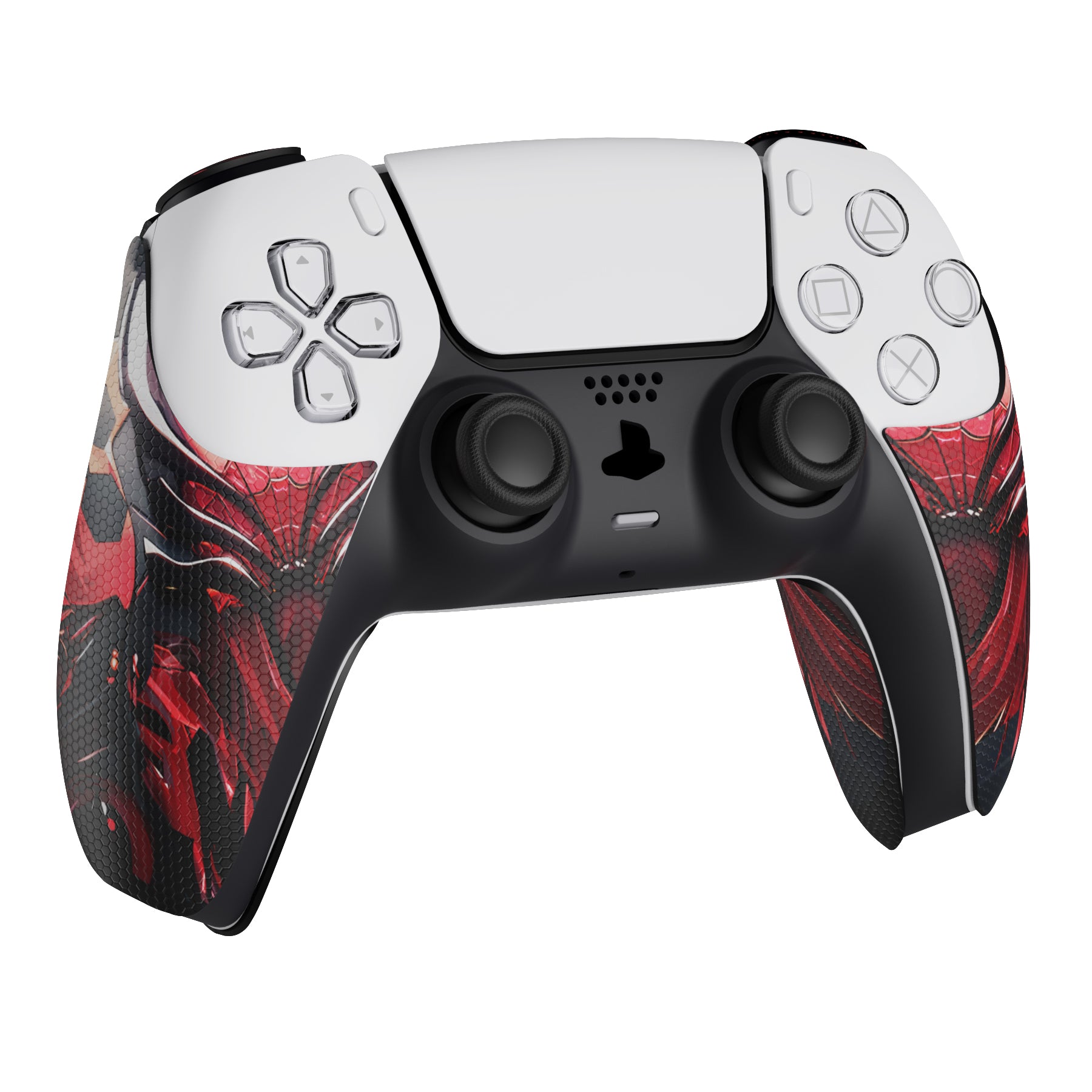 PlayVital Armored Edition Anti-Skid Sweat-Absorbent Controller Grip with Shoulder Button Trigger Stickers for PS5 Controller - Spider Armor - PFPJ157 PlayVital