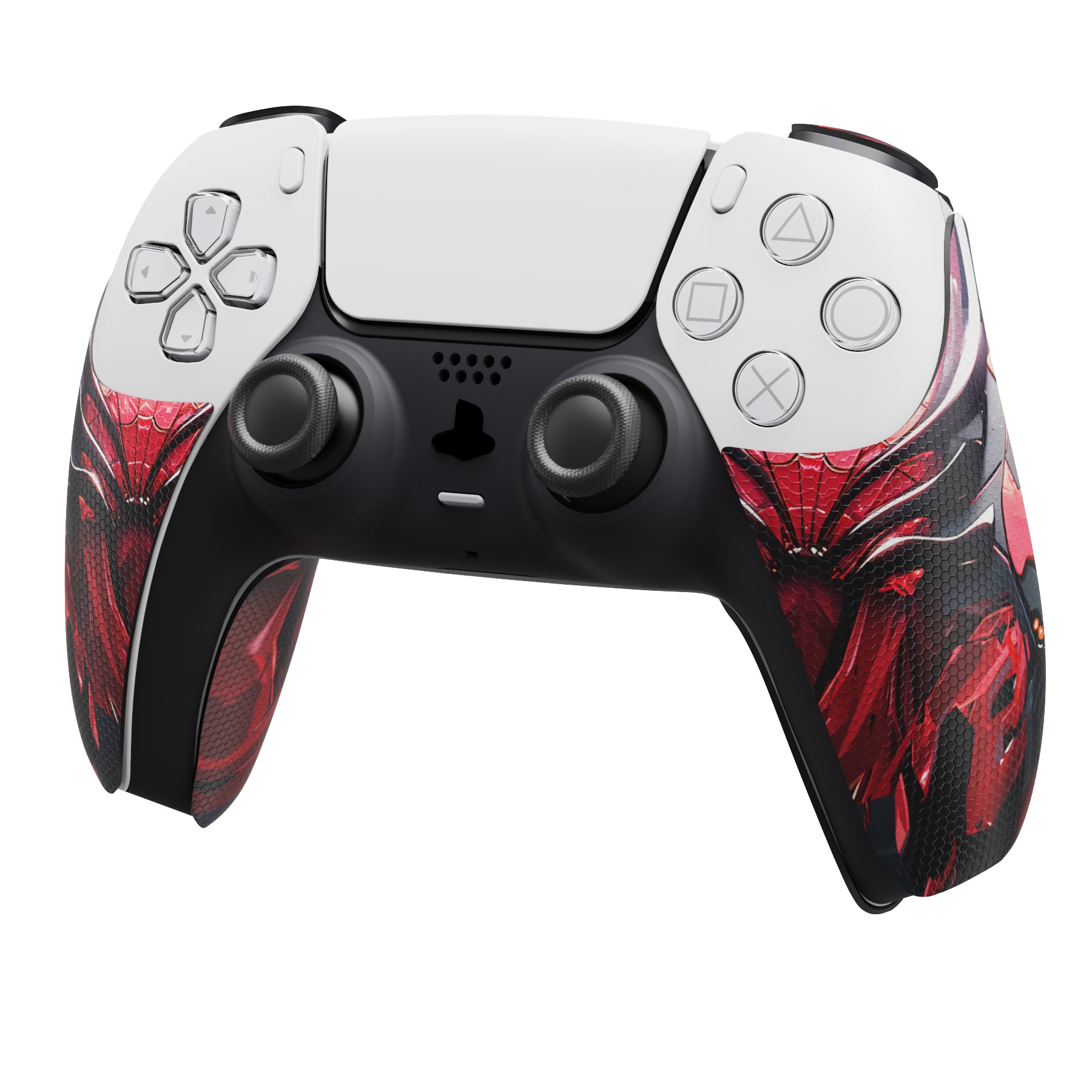 PlayVital Armored Edition Anti-Skid Sweat-Absorbent Controller Grip with Shoulder Button Trigger Stickers for PS5 Controller - Spider Armor - PFPJ157 PlayVital