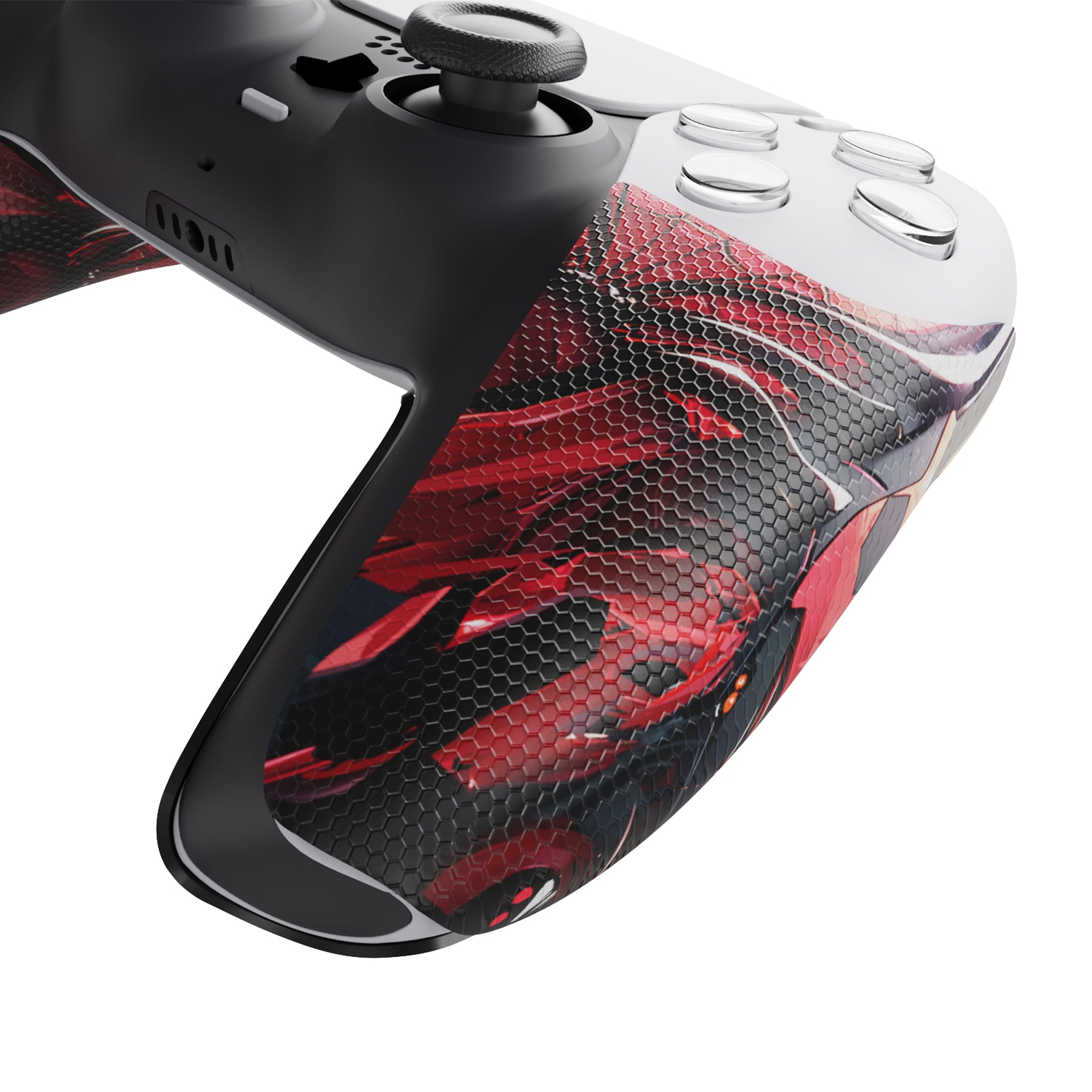 PlayVital Armored Edition Anti-Skid Sweat-Absorbent Controller Grip with Shoulder Button Trigger Stickers for PS5 Controller - Spider Armor - PFPJ157 PlayVital