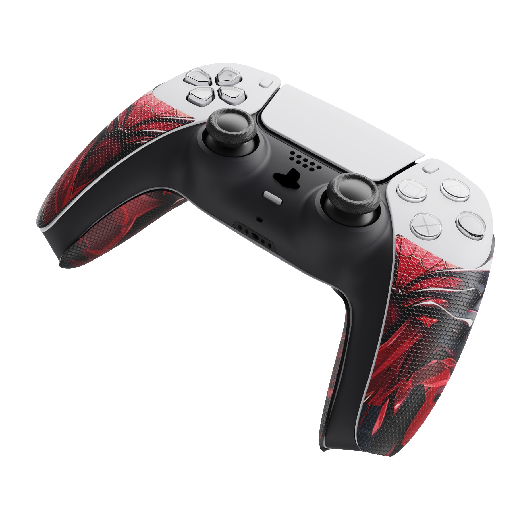 PlayVital Armored Edition Anti-Skid Sweat-Absorbent Controller Grip with Shoulder Button Trigger Stickers for PS5 Controller - Spider Armor - PFPJ157 PlayVital