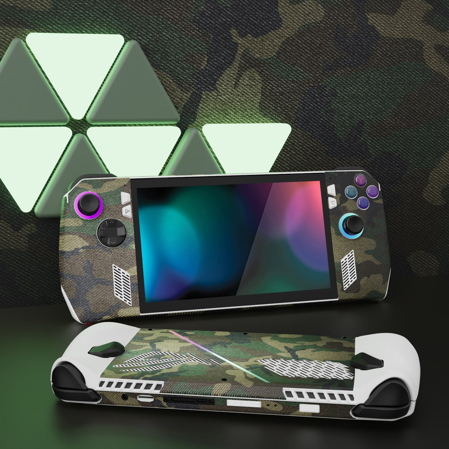 PlayVital Army Green Camouflage Custom Stickers Vinyl Wraps Protective Skin Decal for ROG Ally Handheld Gaming Console - RGTM003 PlayVital