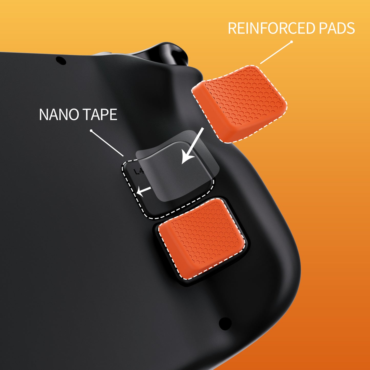 PlayVital Back Button Enhancement Set with 2 Different Thickness for Steam Deck LCD & OLED - Orange - PGSDM018 playvital