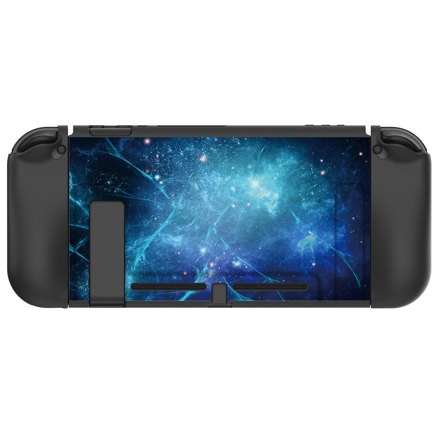 PlayVital Blue Nebula Protective Case for NS Switch, Soft TPU Slim Case Cover for NS Switch Console with Colorful ABXY Direction Button Caps - NTU6014G2