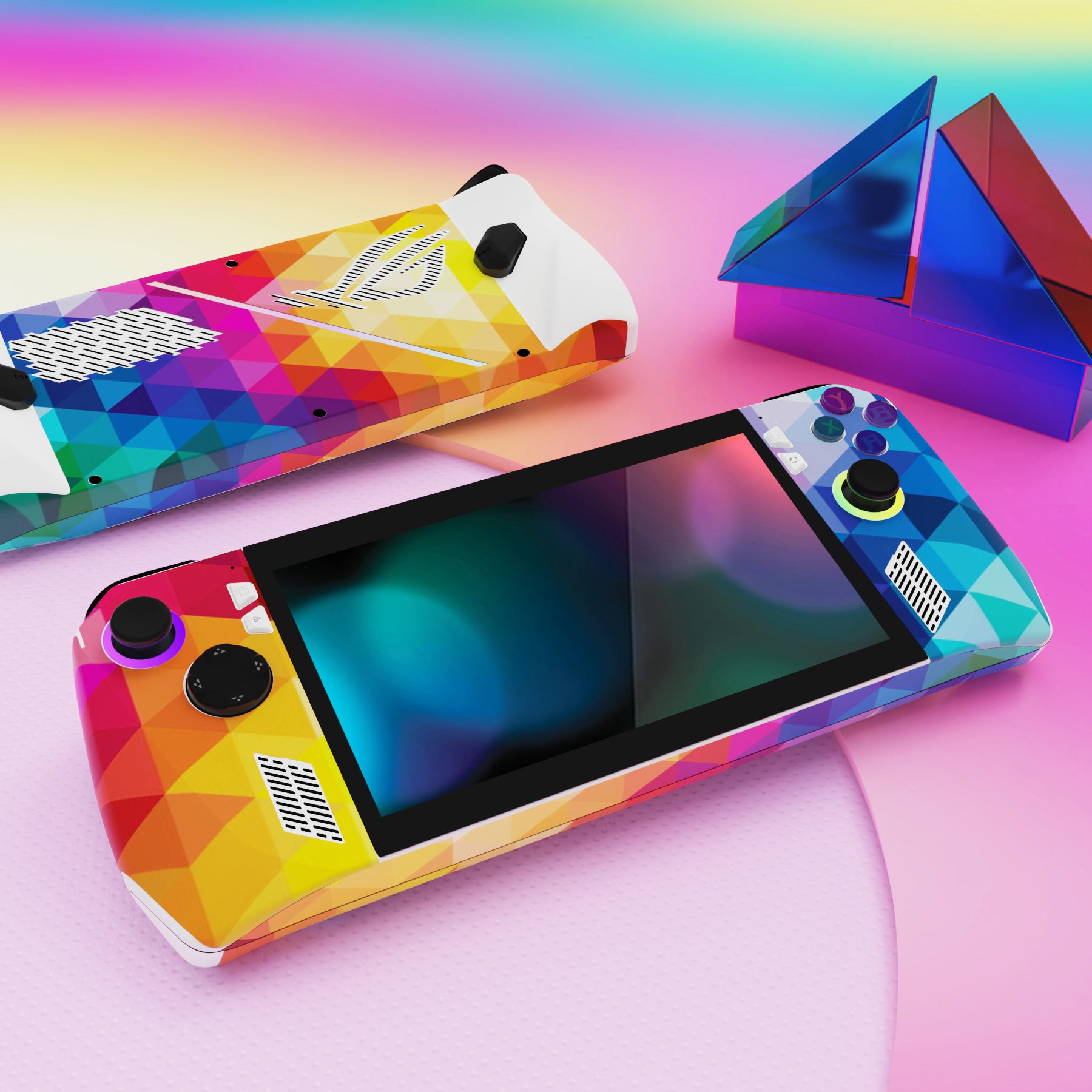 PlayVital Colorful Triangle Custom Stickers Vinyl Wraps Protective Skin Decal for ROG Ally Handheld Gaming Console - RGTM002 PlayVital