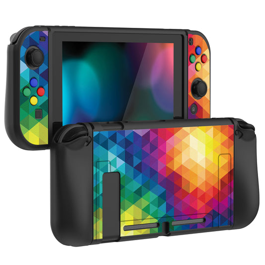 PlayVital Colorful Triangle Protective Case for NS Switch, Soft TPU Slim Case Cover for NS Switch Joy-Con Console with Colorful ABXY Direction Button Caps - NTU6013G2 PlayVital