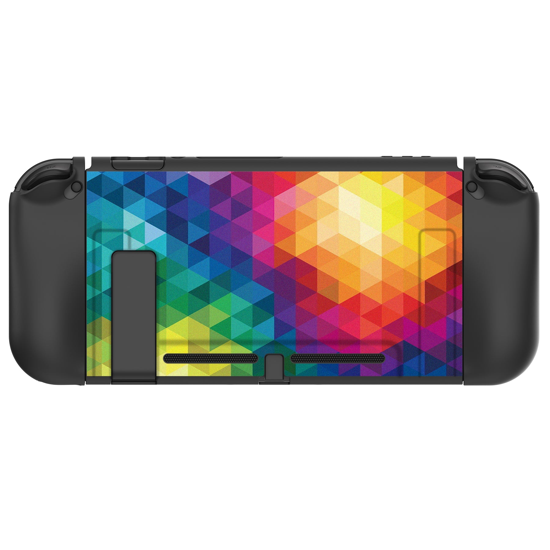 PlayVital Colorful Triangle Protective Case for NS Switch, Soft TPU Slim Case Cover for NS Switch Joy-Con Console with Colorful ABXY Direction Button Caps - NTU6013G2 PlayVital