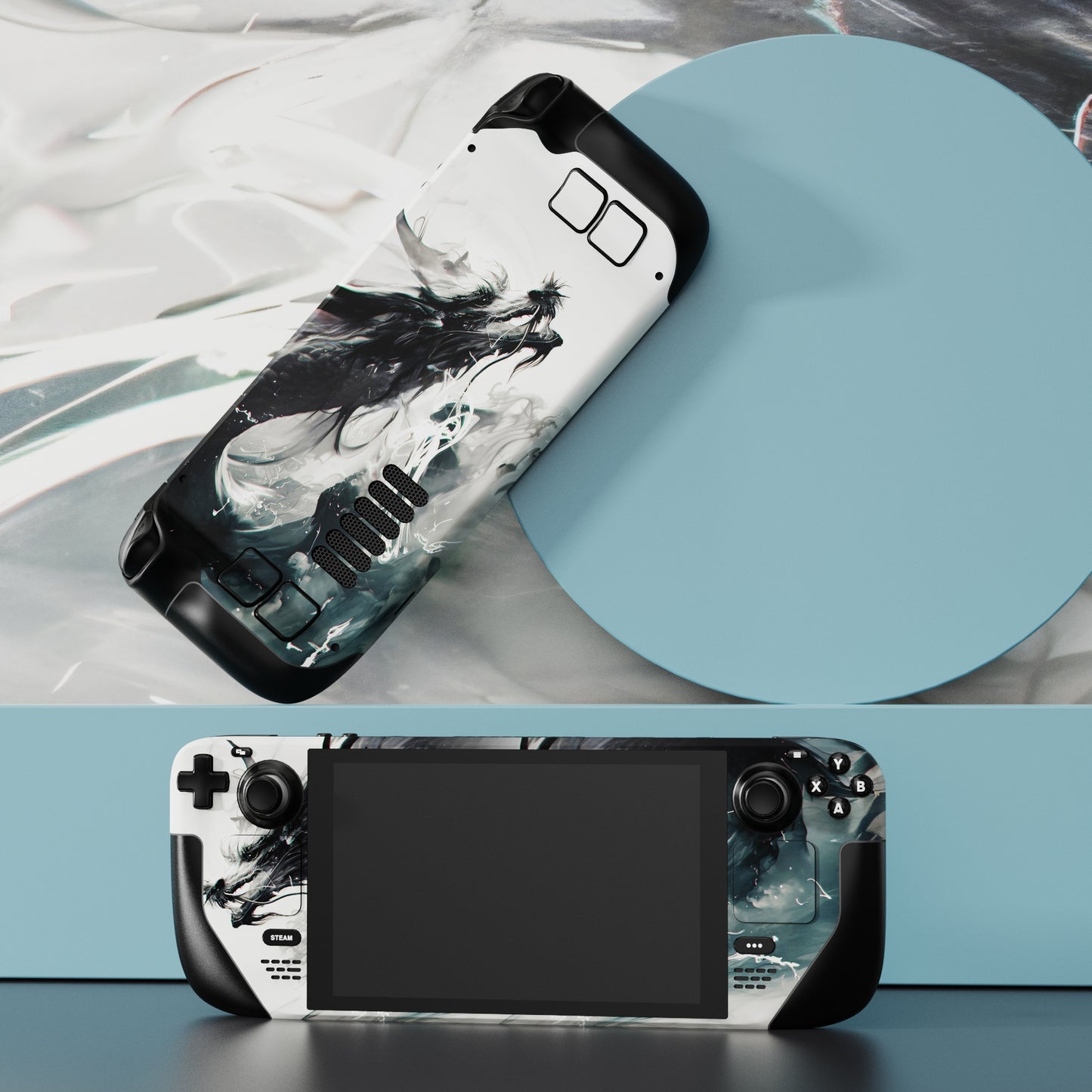 PlayVital Custom Full Set Protective Skin Decal for Steam Deck LCD & OLED - Ink Spirit Dragon - SDTM092 PlayVital