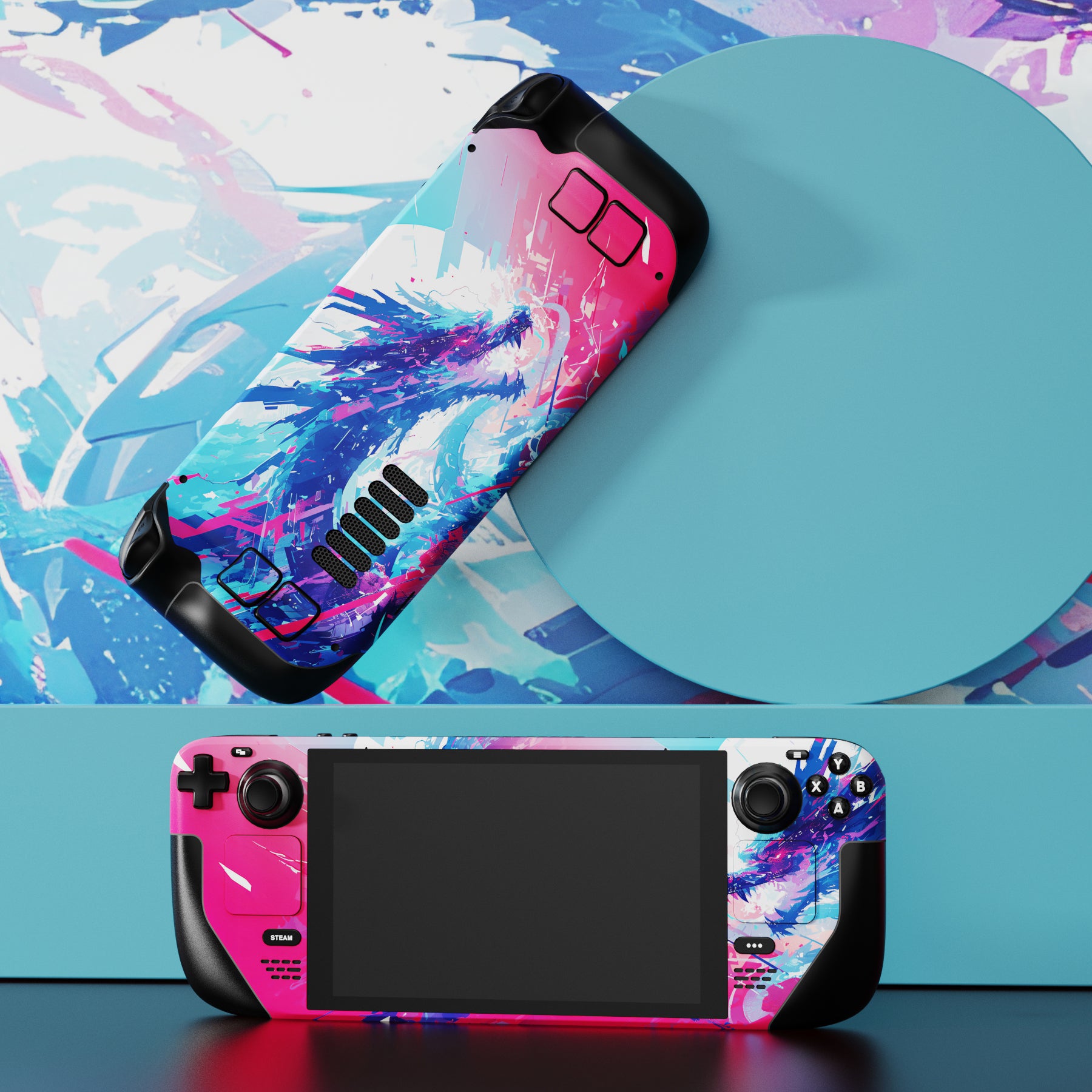 PlayVital Custom Full Set Protective Skin Decal for Steam Deck LCD & OLED - Neon Dragoon - SDTM089 PlayVital