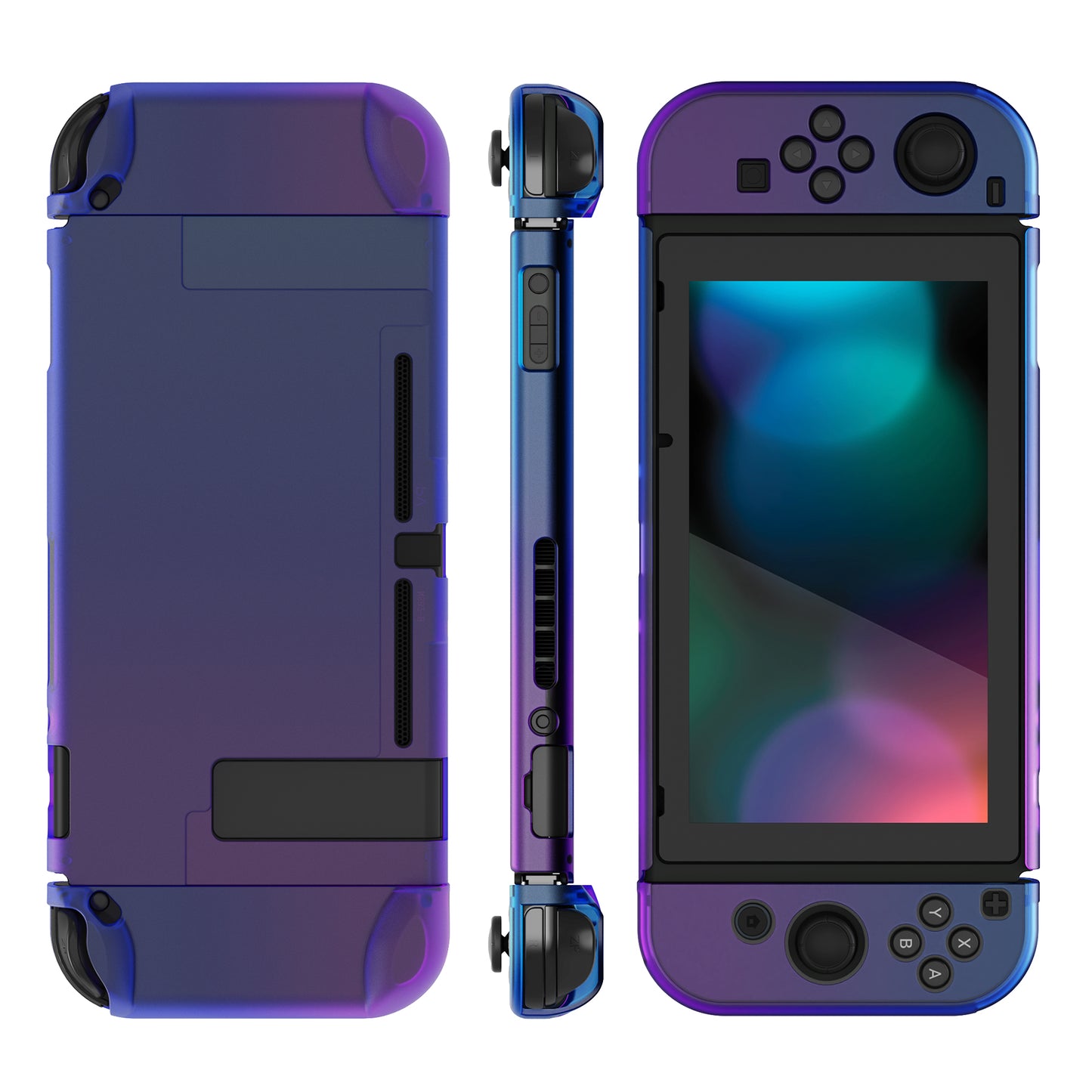 PlayVital Customized Dockable Hard Shell Protective Case for Nintendo Switch Console - Gradient Translucent Bluebell PlayVital