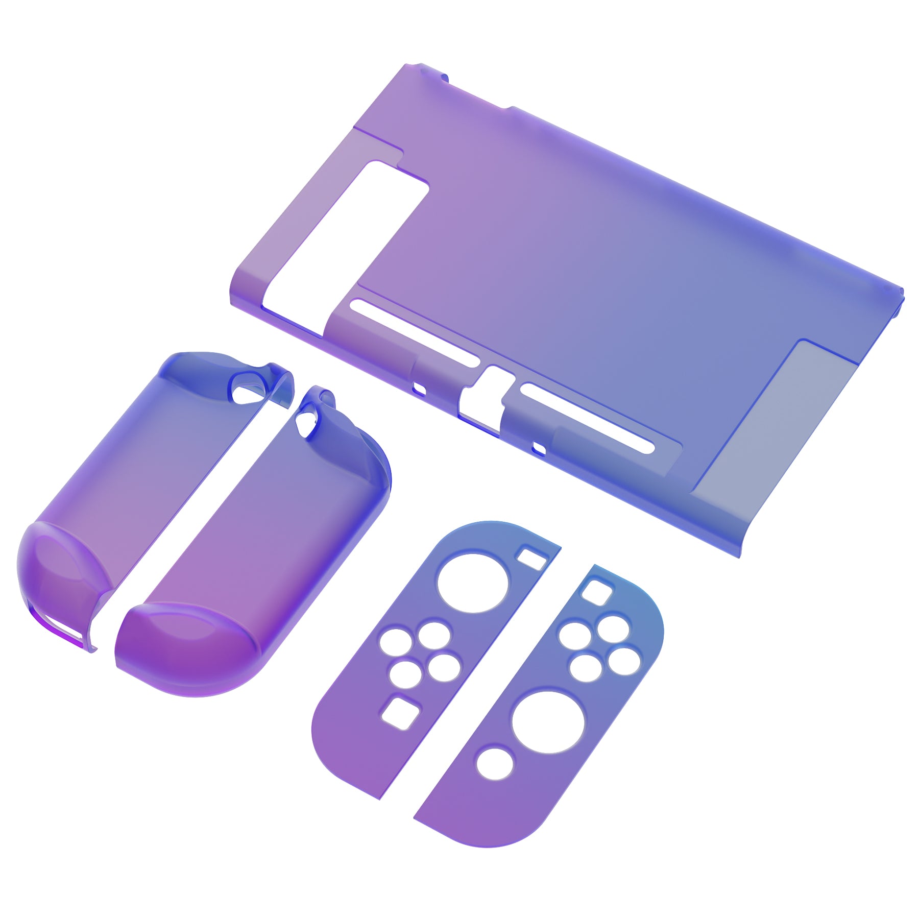 PlayVital Customized Dockable Hard Shell Protective Case for Nintendo Switch Console - Gradient Translucent Bluebell PlayVital