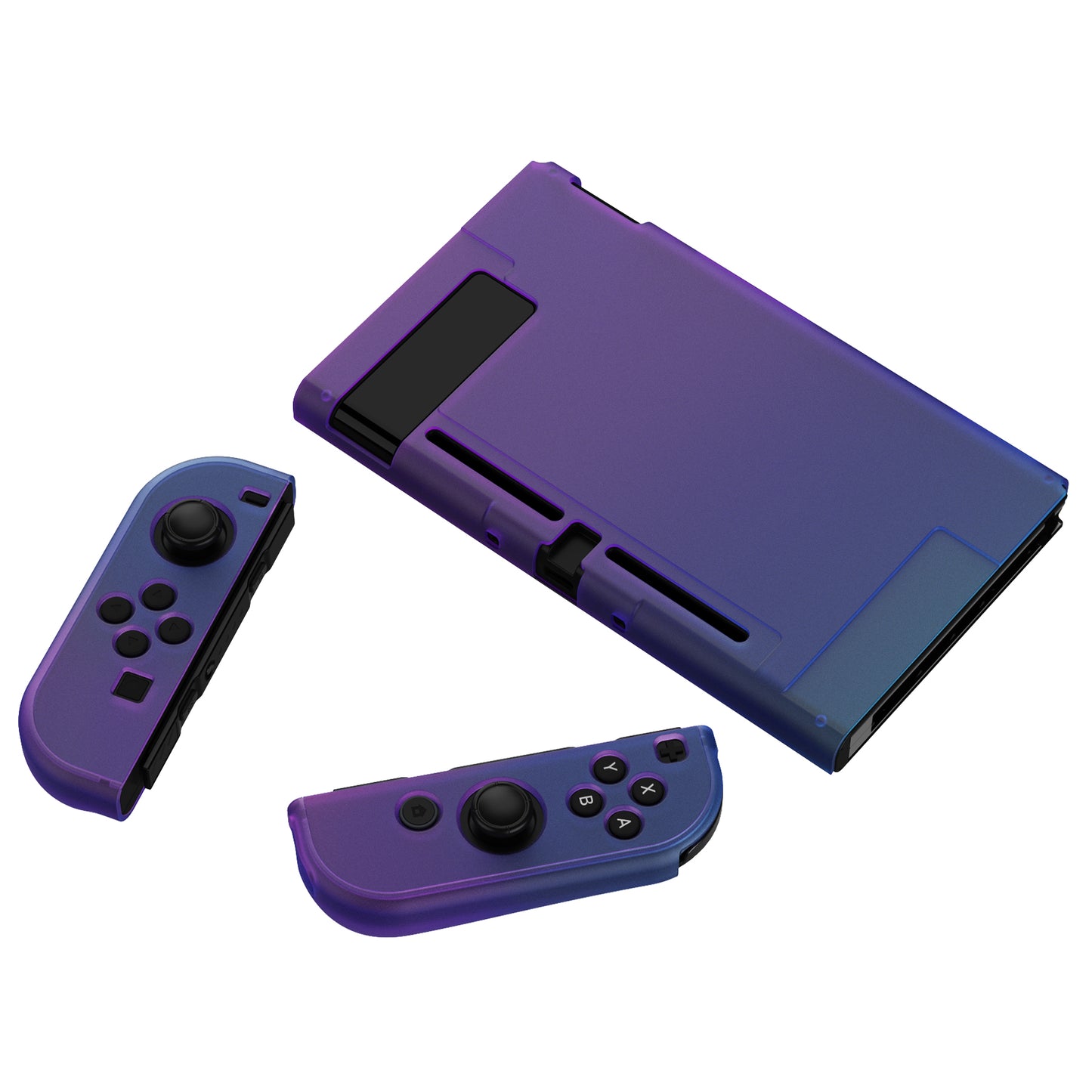 PlayVital Customized Dockable Hard Shell Protective Case for Nintendo Switch Console - Gradient Translucent Bluebell PlayVital