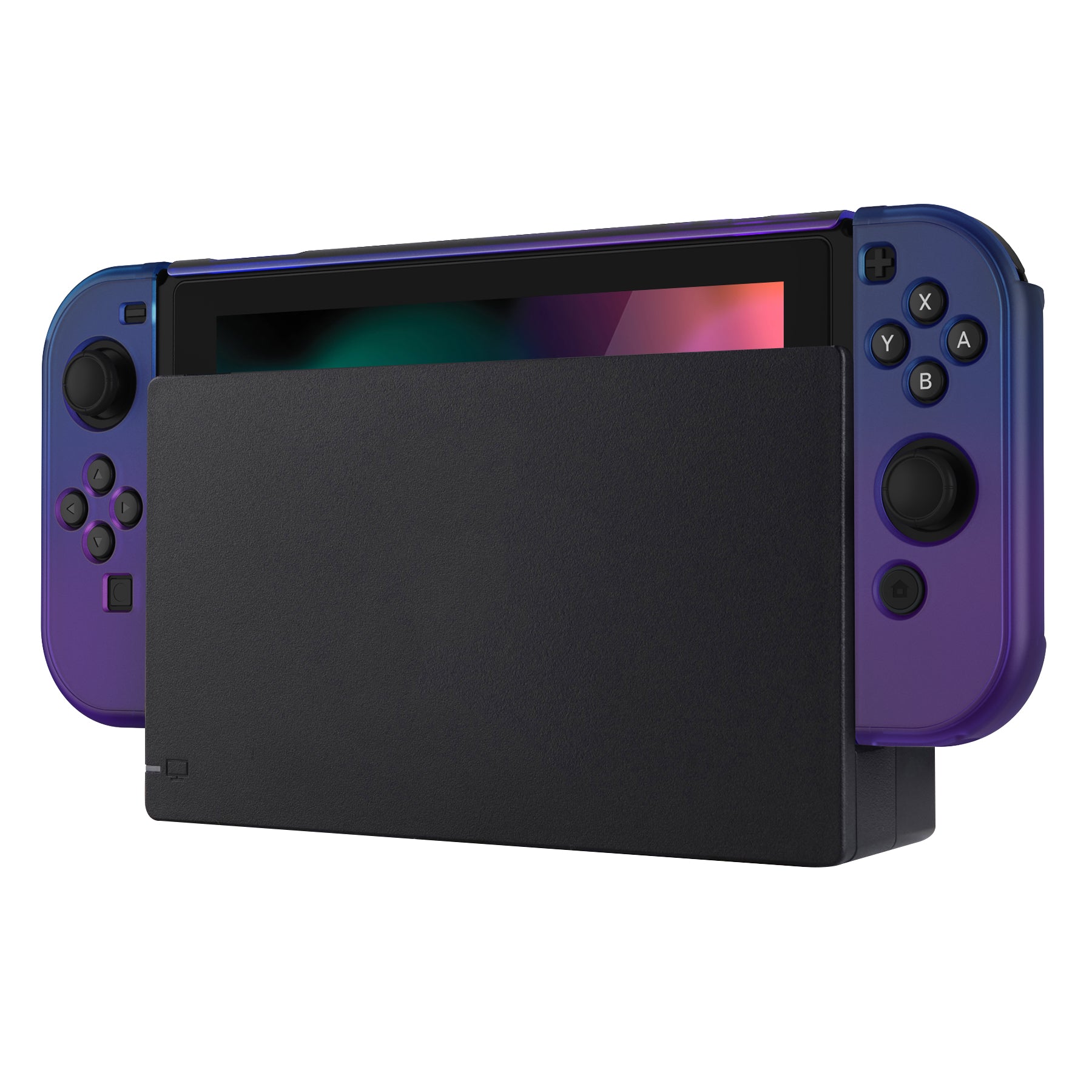 PlayVital Customized Dockable Hard Shell Protective Case for Nintendo Switch Console - Gradient Translucent Bluebell PlayVital