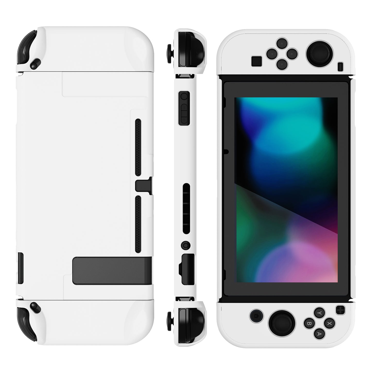 PlayVital Customized Dockable Hard Shell Protective Case for Nintendo Switch Console - White PlayVital