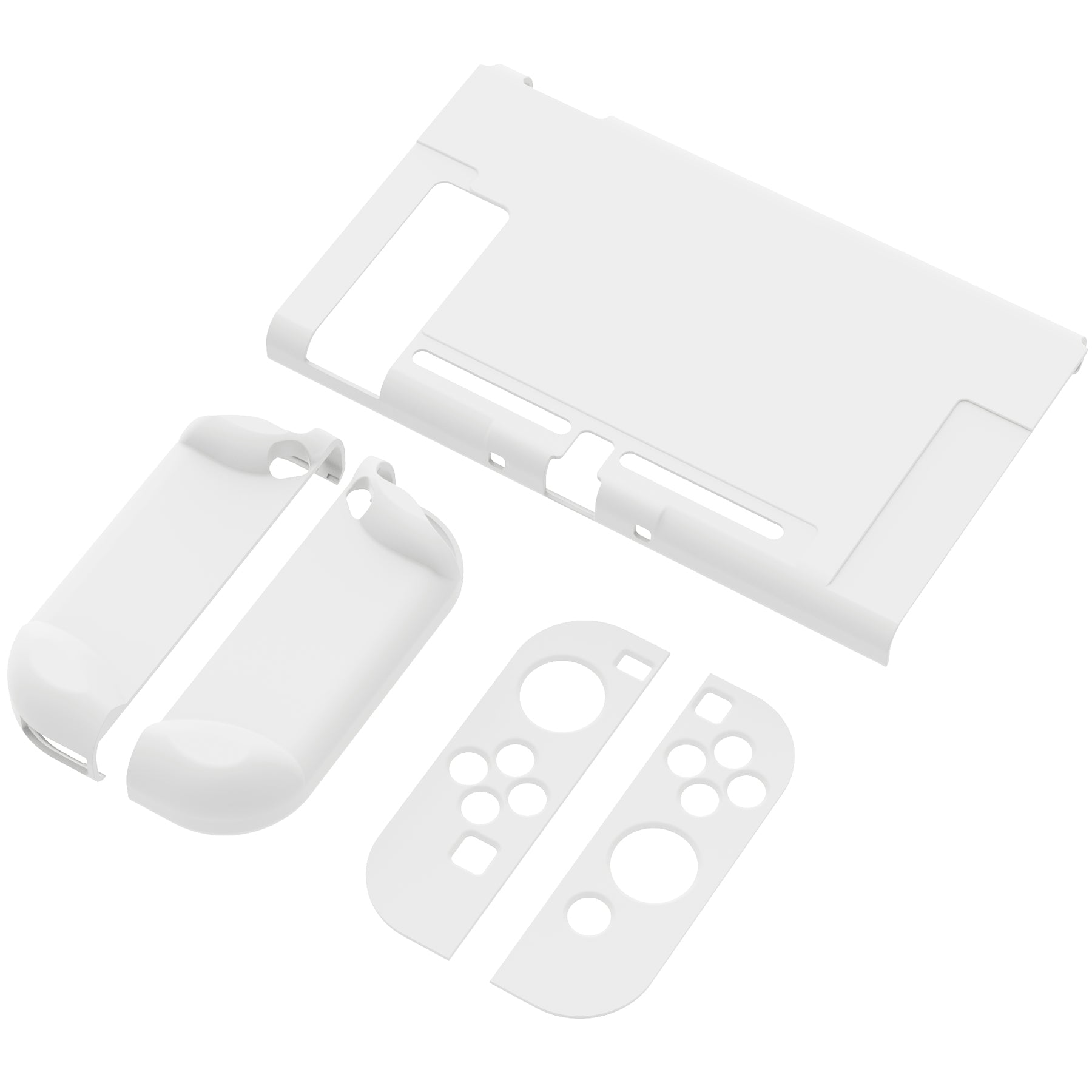 PlayVital Customized Dockable Hard Shell Protective Case for Nintendo Switch Console - White PlayVital