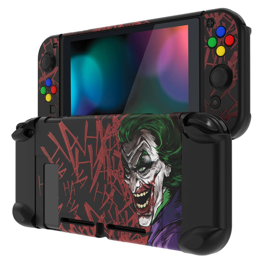 PlayVital Customized Dockable Hard Shell Protective Case with Colorful ABXY Direction Button Caps for Nintendo Switch Console - Clown Hahaha PlayVital