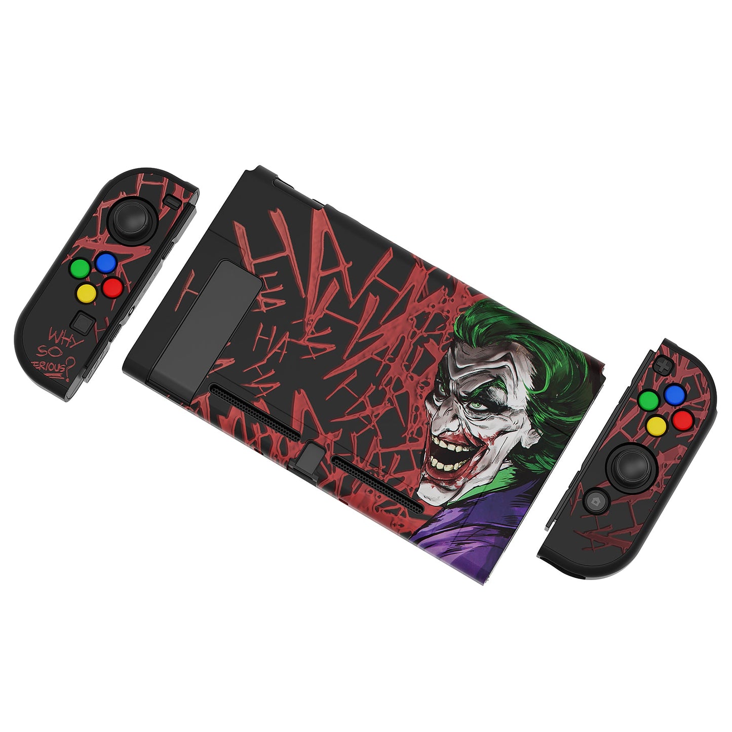 PlayVital Customized Dockable Hard Shell Protective Case with Colorful ABXY Direction Button Caps for Nintendo Switch Console - Clown Hahaha PlayVital