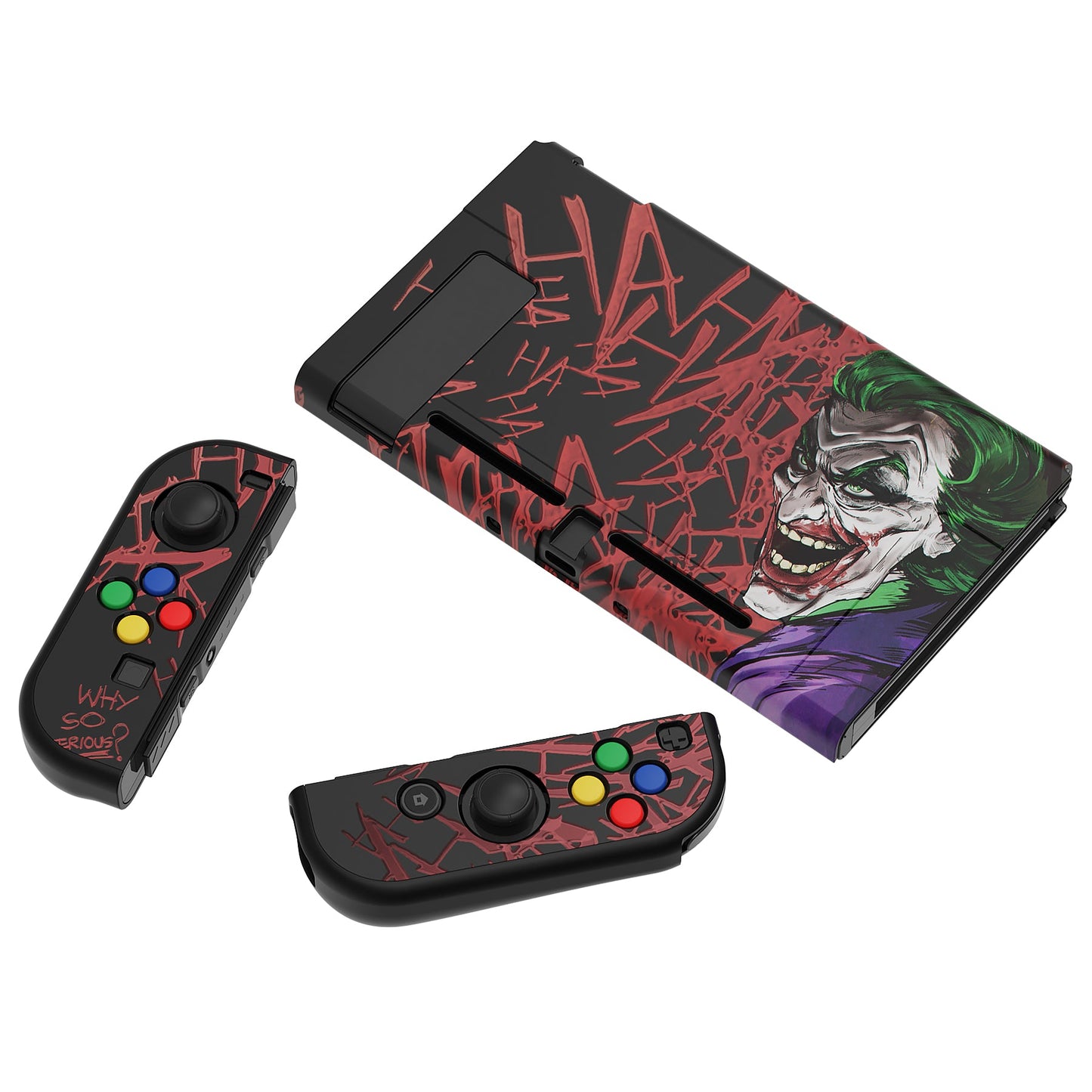 PlayVital Customized Dockable Hard Shell Protective Case with Colorful ABXY Direction Button Caps for Nintendo Switch Console - Clown Hahaha PlayVital