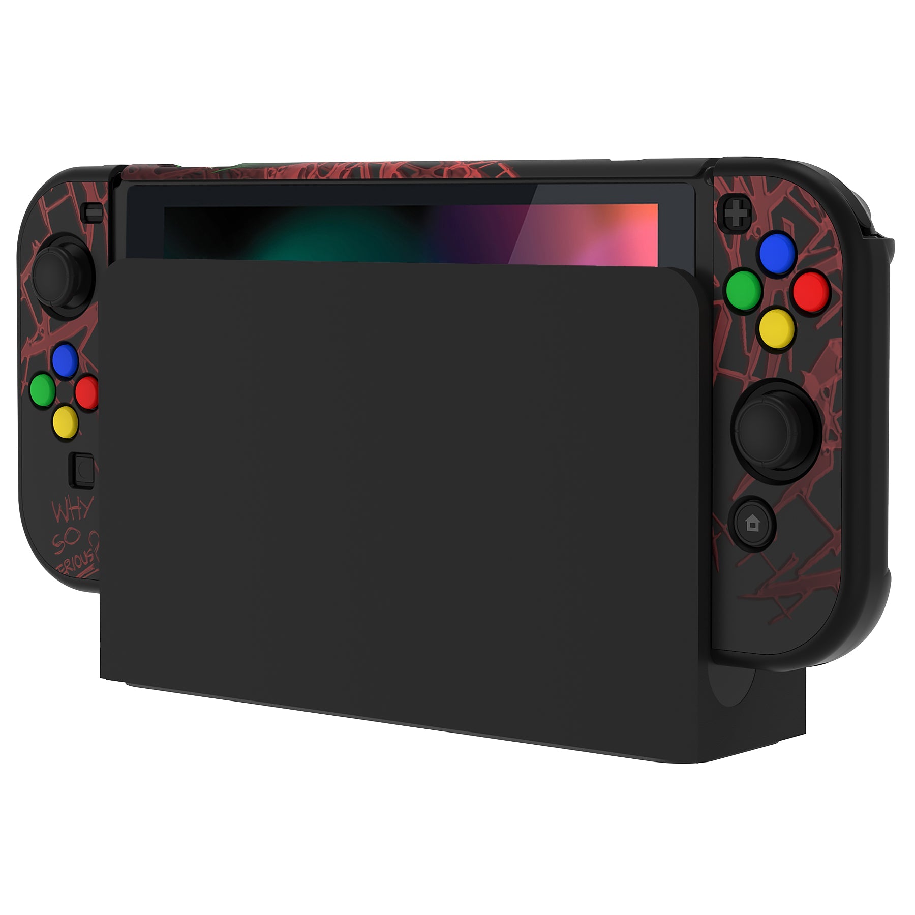 PlayVital Customized Dockable Hard Shell Protective Case with Colorful ABXY Direction Button Caps for Nintendo Switch Console - Clown Hahaha PlayVital