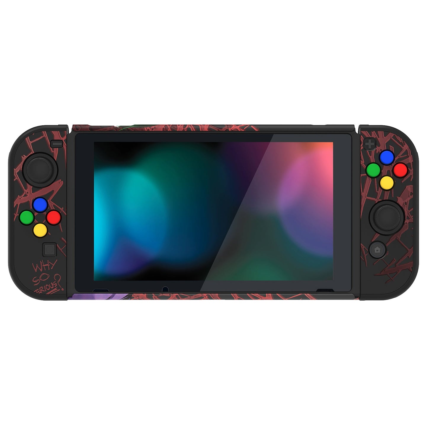 PlayVital Customized Dockable Hard Shell Protective Case with Colorful ABXY Direction Button Caps for Nintendo Switch Console - Clown Hahaha PlayVital