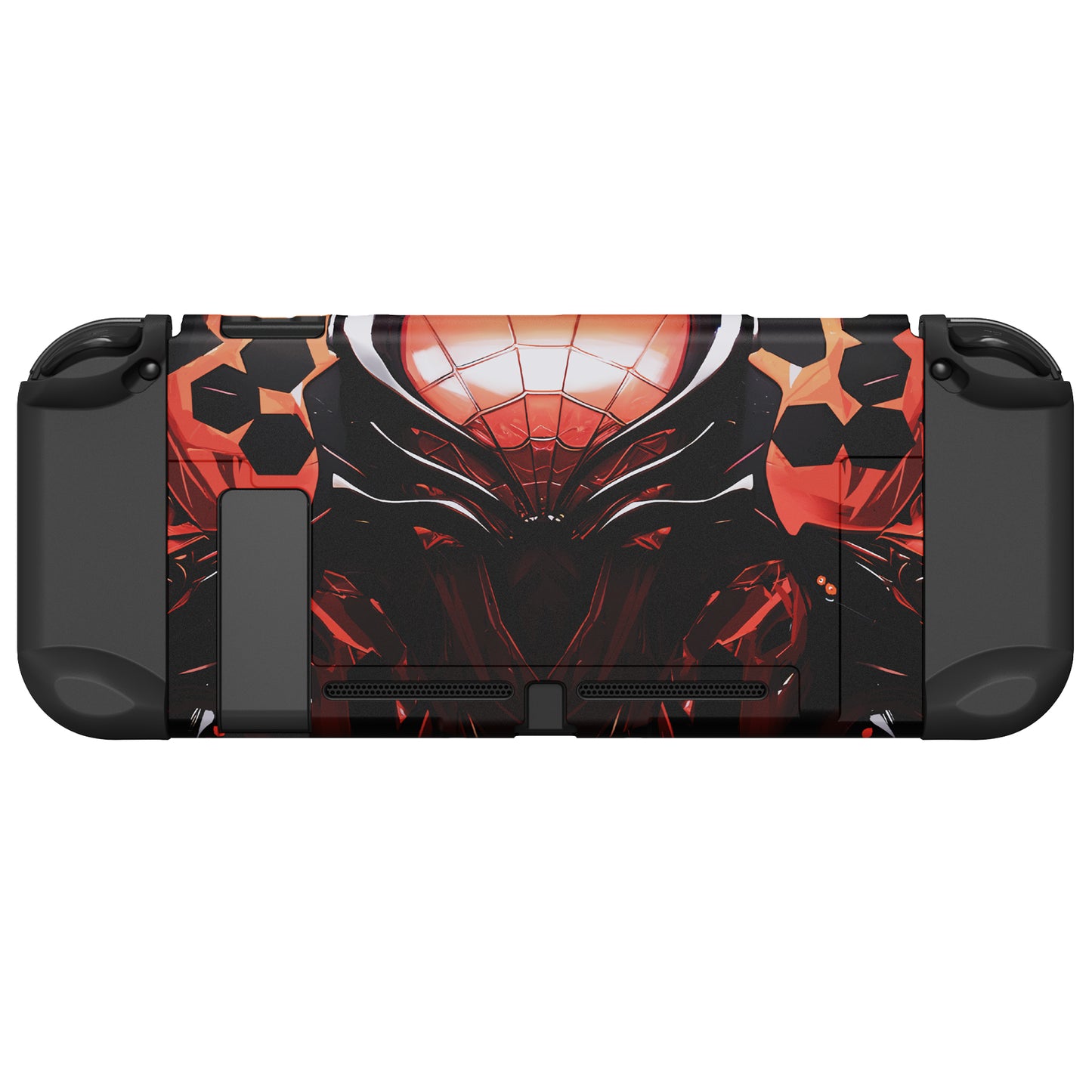 PlayVital Customized Dockable Hard Shell Protective Case with Colorful ABXY Direction Button Caps for Nintendo Switch Console - Spider Armor PlayVital