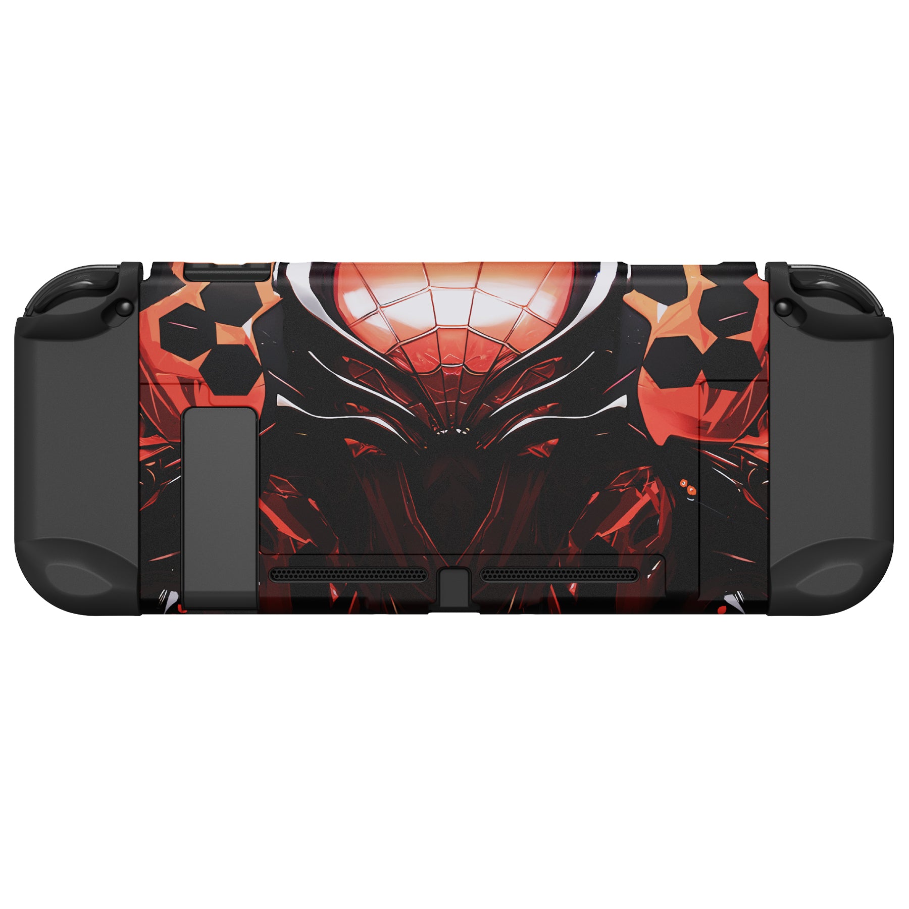 PlayVital Customized Dockable Hard Shell Protective Case with Colorful ABXY Direction Button Caps for Nintendo Switch Console - Spider Armor PlayVital