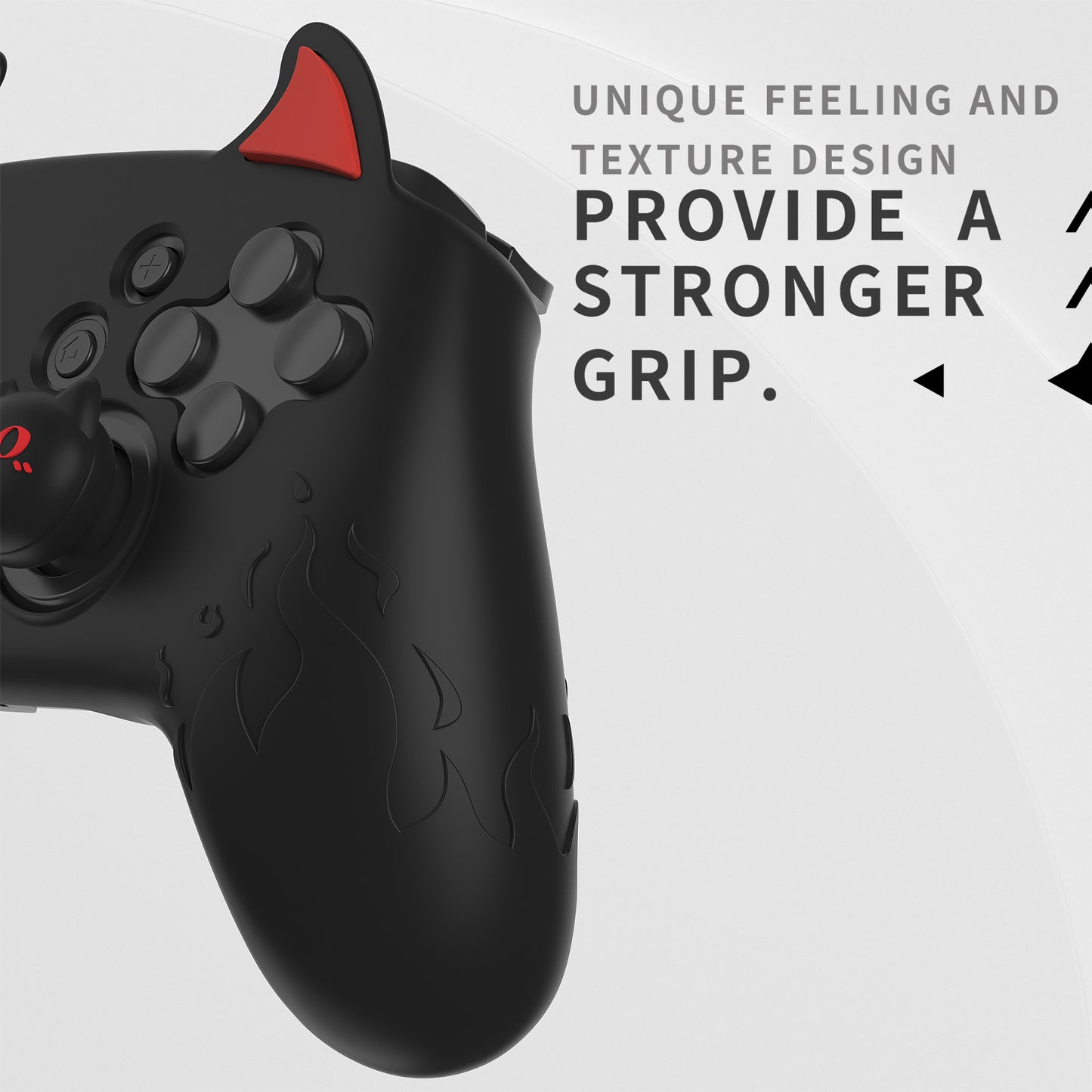 PlayVital Cute Demon Anti-Slip Silicone Grip Cover with Thumb Grips and Stickers for Nintendo Switch Pro Controller - Black PlayVital