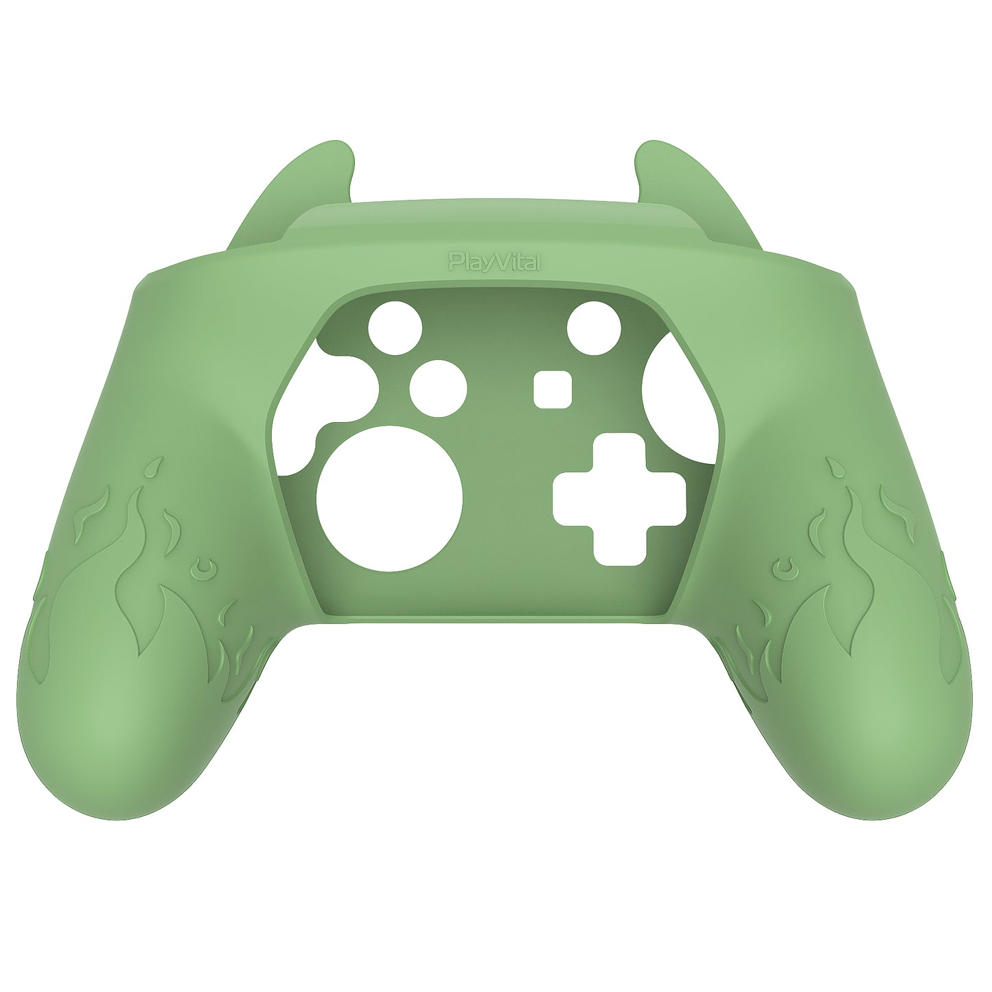 PlayVital Cute Demon Anti-Slip Silicone Grip Cover with Thumb Grips and Stickers for Nintendo Switch Pro Controller - Matcha Green PlayVital