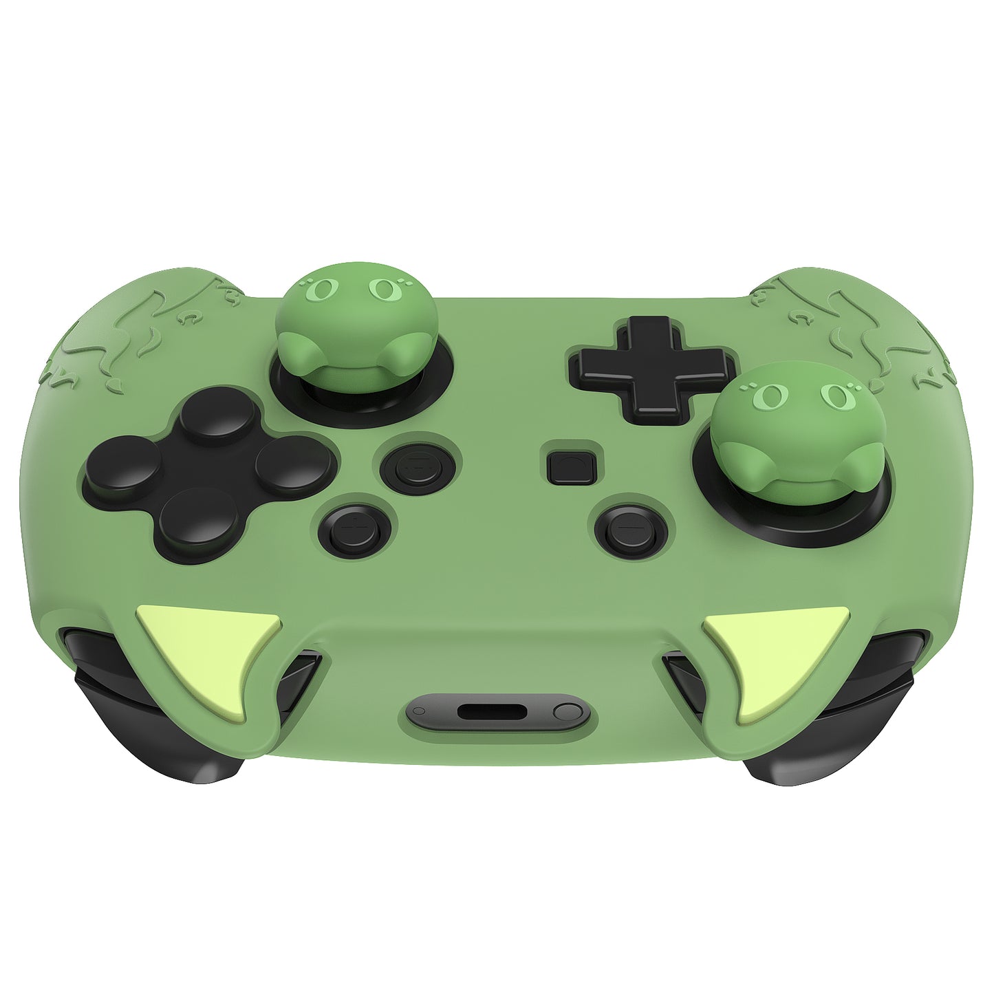 PlayVital Cute Demon Anti-Slip Silicone Grip Cover with Thumb Grips and Stickers for Nintendo Switch Pro Controller - Matcha Green PlayVital