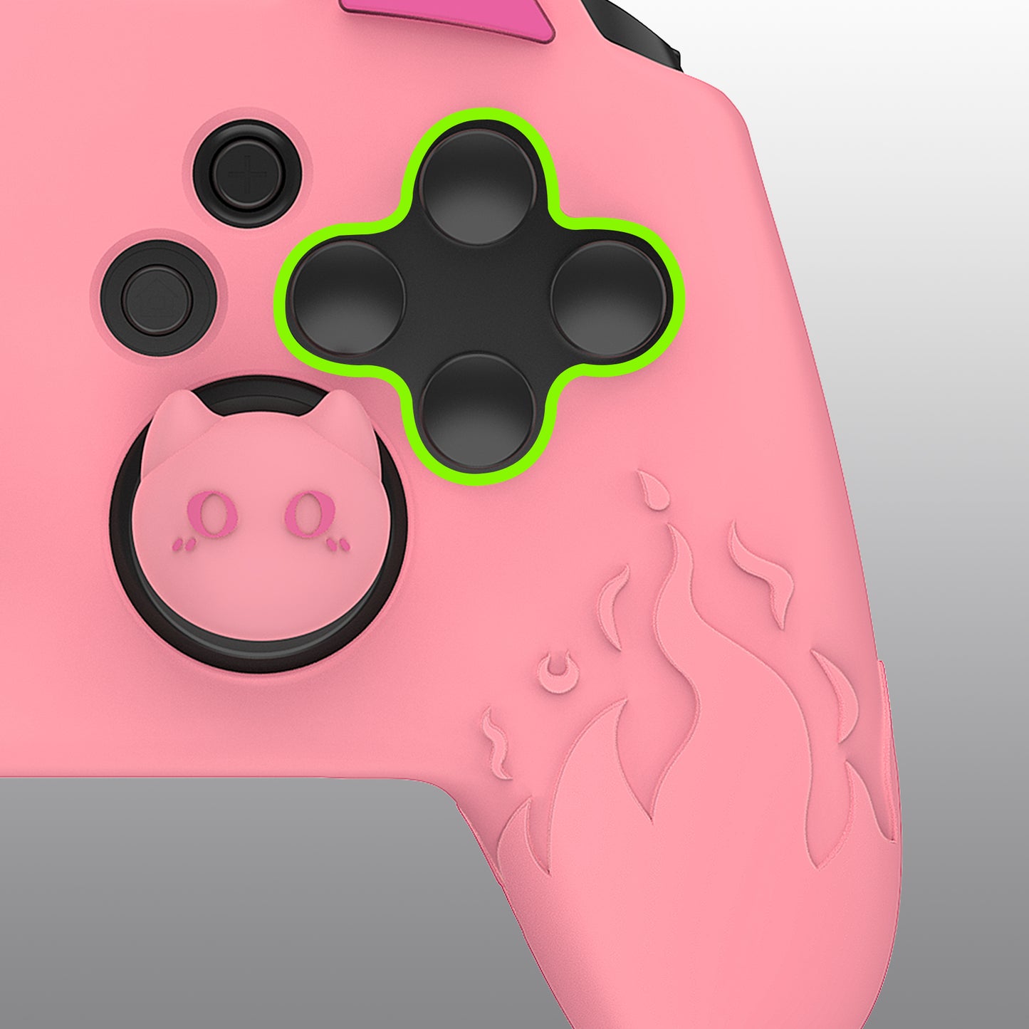 PlayVital Cute Demon Anti-Slip Silicone Grip Cover with Thumb Grips and Stickers for Nintendo Switch Pro Controller - Pink PlayVital