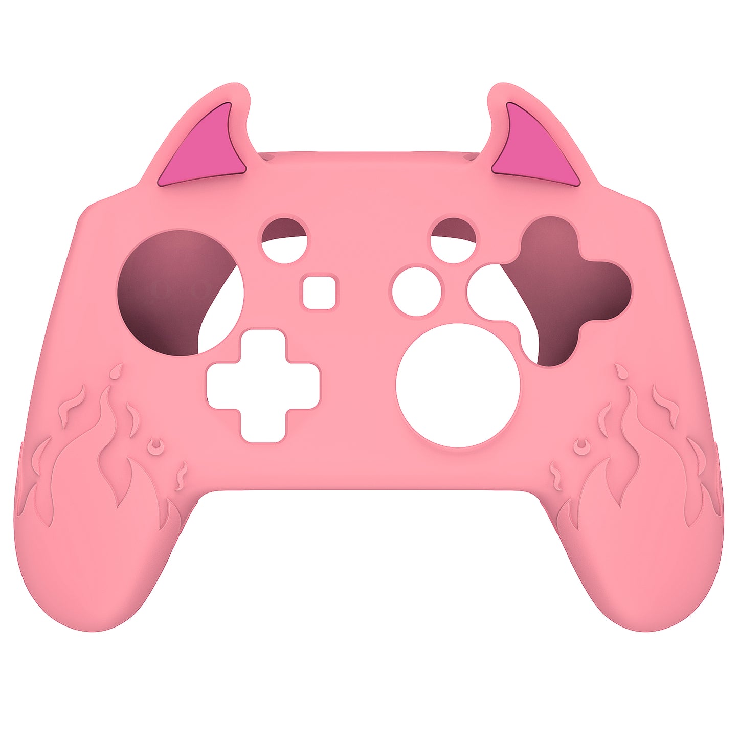 PlayVital Cute Demon Anti-Slip Silicone Grip Cover with Thumb Grips and Stickers for Nintendo Switch Pro Controller - Pink PlayVital