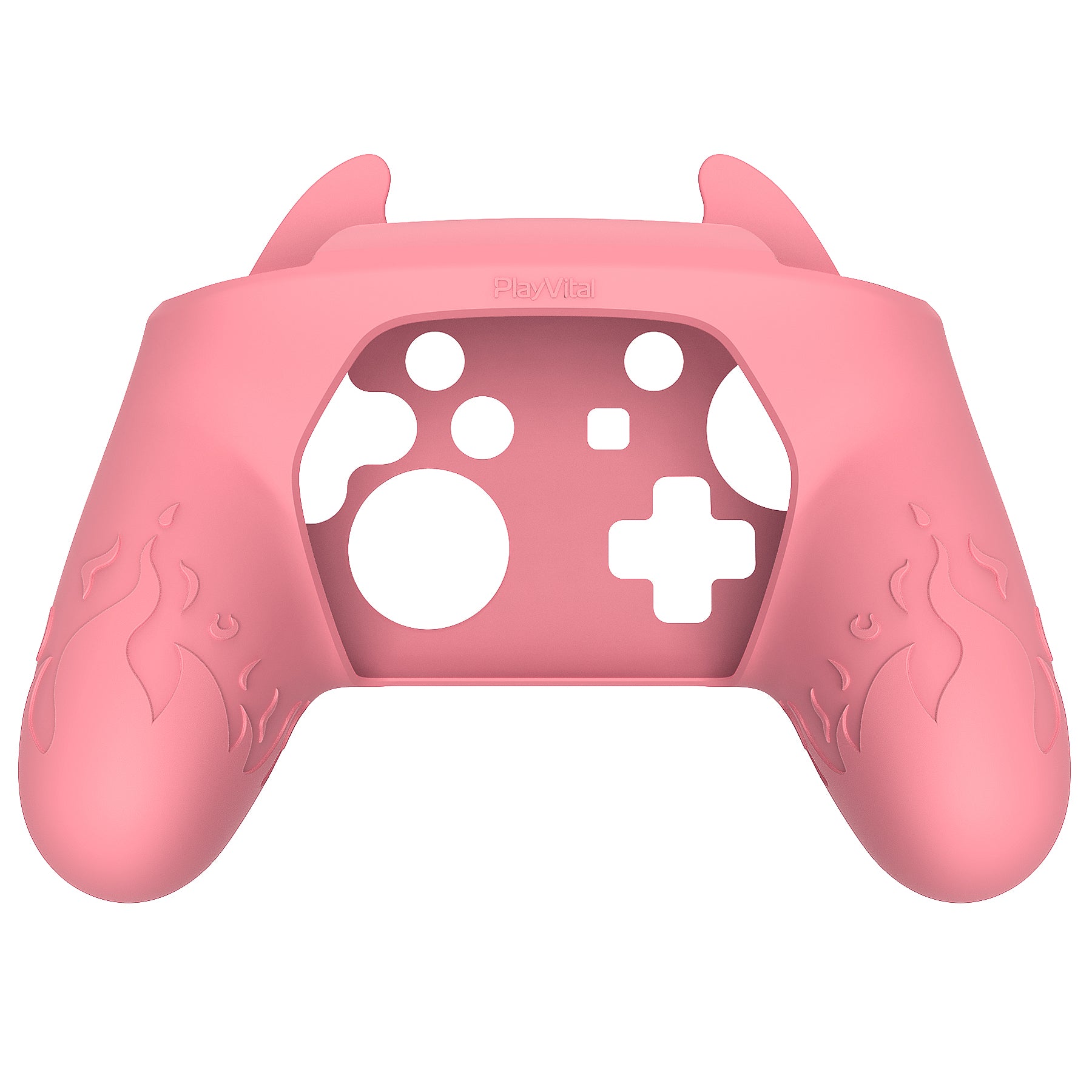 PlayVital Cute Demon Anti-Slip Silicone Grip Cover with Thumb Grips and Stickers for Nintendo Switch Pro Controller - Pink PlayVital