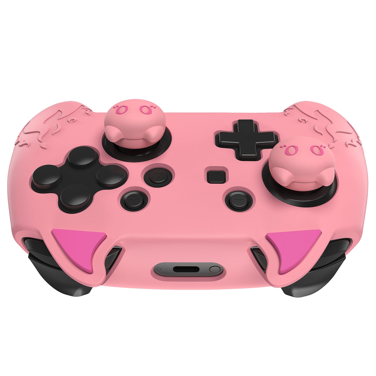 PlayVital Cute Demon Anti-Slip Silicone Grip Cover with Thumb Grips and Stickers for Nintendo Switch Pro Controller - Pink PlayVital