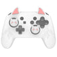 PlayVital Cute Demon Anti-Slip Silicone Grip Cover with Thumb Grips and Stickers for Nintendo Switch Pro Controller - White PlayVital