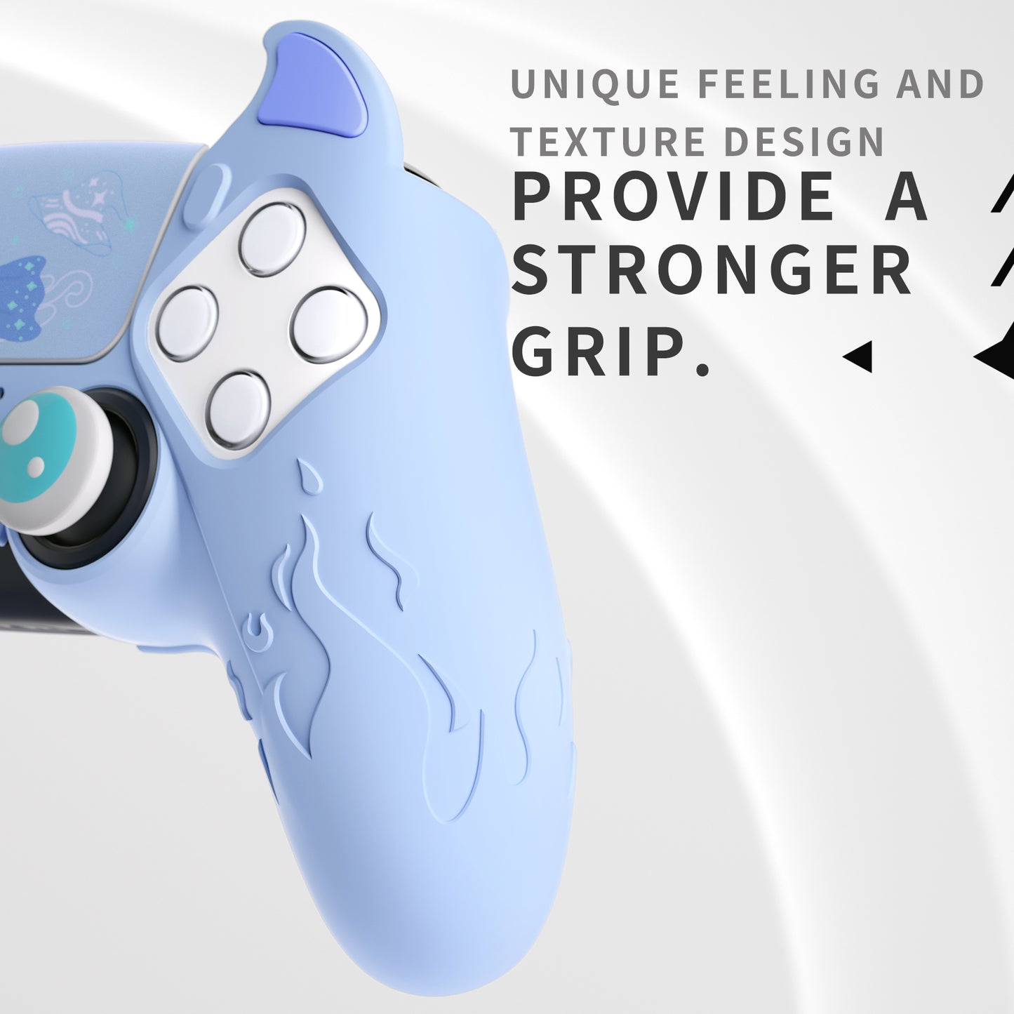 PlayVital Cute Demon Controller Silicone Case with Thumb Grips for PS5 Wireless Controller, Compatible with Charging Station - Blue - DEPFP004 PlayVital