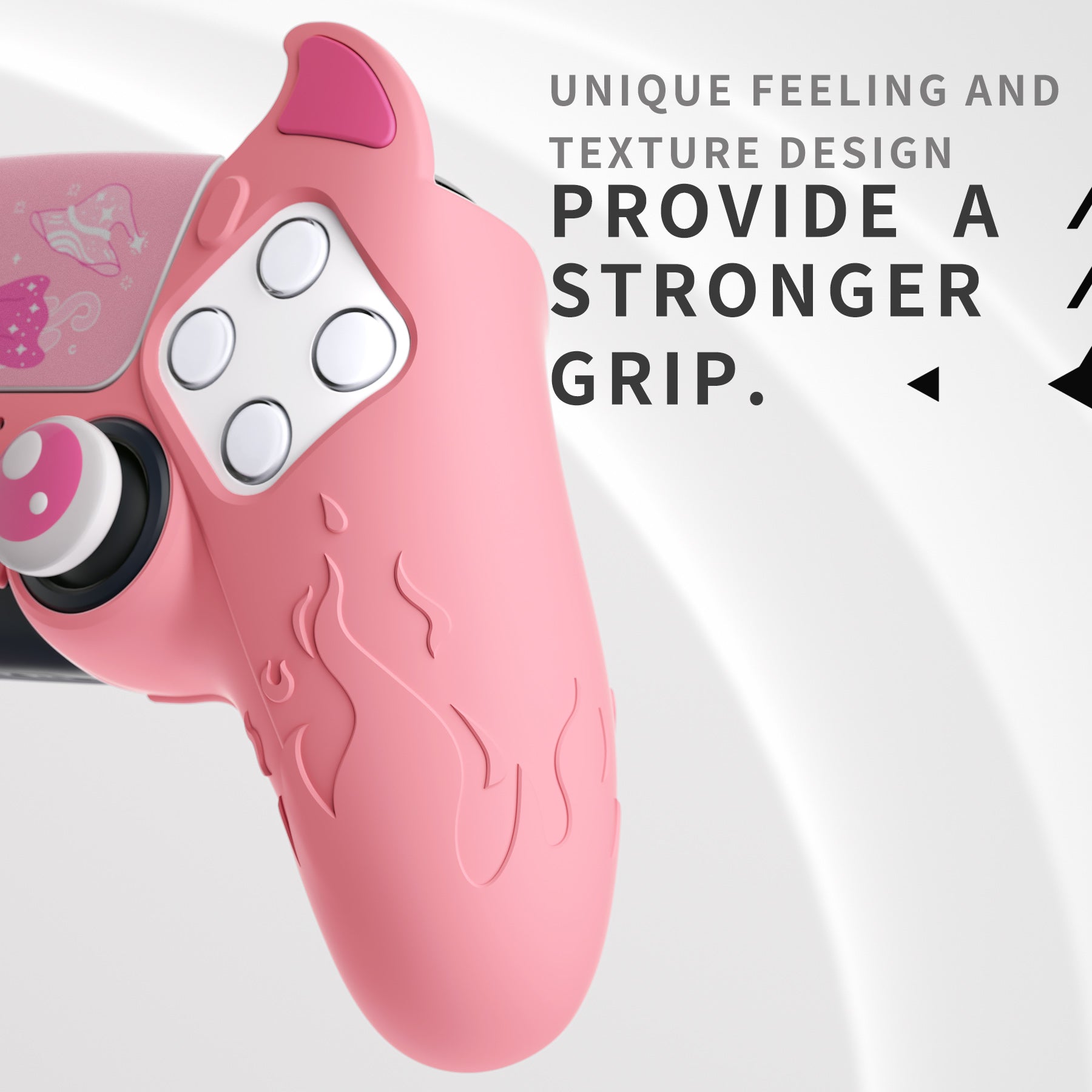 PlayVital Cute Demon Controller Silicone Case with Thumb Grips for PS5 Wireless Controller, Compatible with Charging Station - Pink - DEPFP003 PlayVital