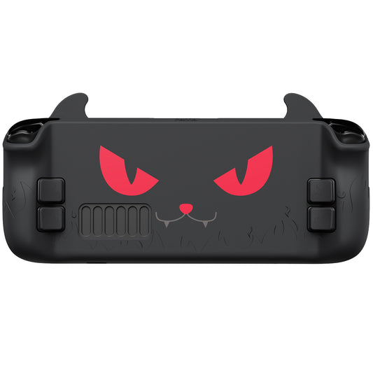 PlayVital Cute Demon Protective Case with Thumb Grips Caps for Steam Deck LCD & OLED - Black