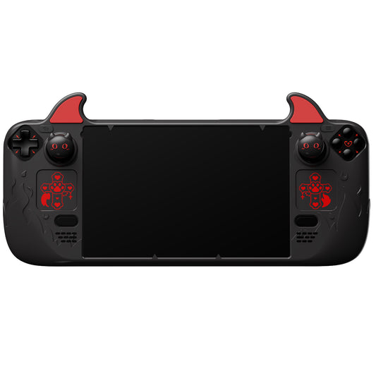 PlayVital Cute Demon Protective Case with Thumb Grips Caps for Steam Deck LCD & OLED - Black