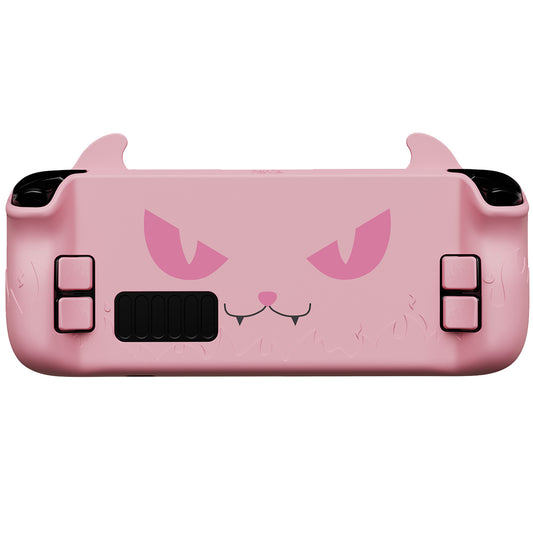 PlayVital Cute Demon Protective Case with Thumb Grips Caps for Steam Deck LCD & OLED - Pink