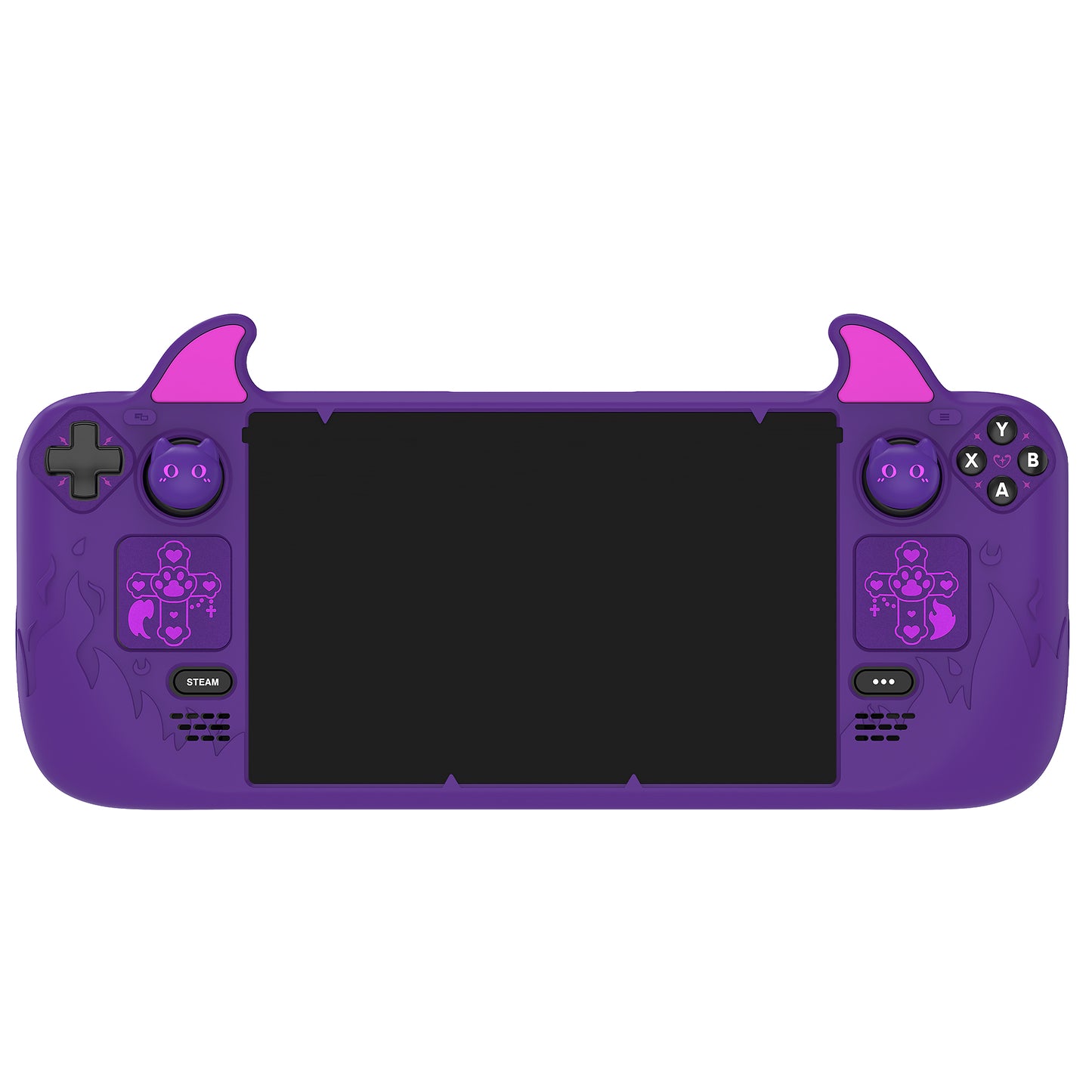 PlayVital Cute Demon Protective Case with Thumb Grips Caps for Steam Deck LCD & OLED - Purple