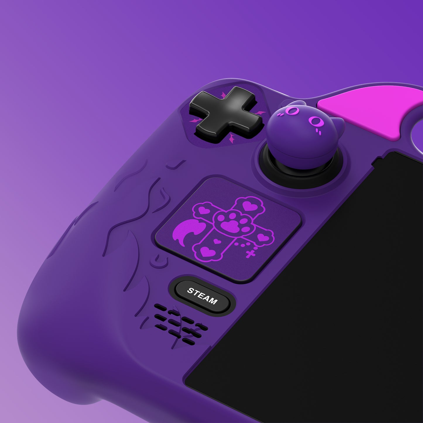 PlayVital Cute Demon Protective Case with Thumb Grips Caps for Steam Deck LCD & OLED - Purple