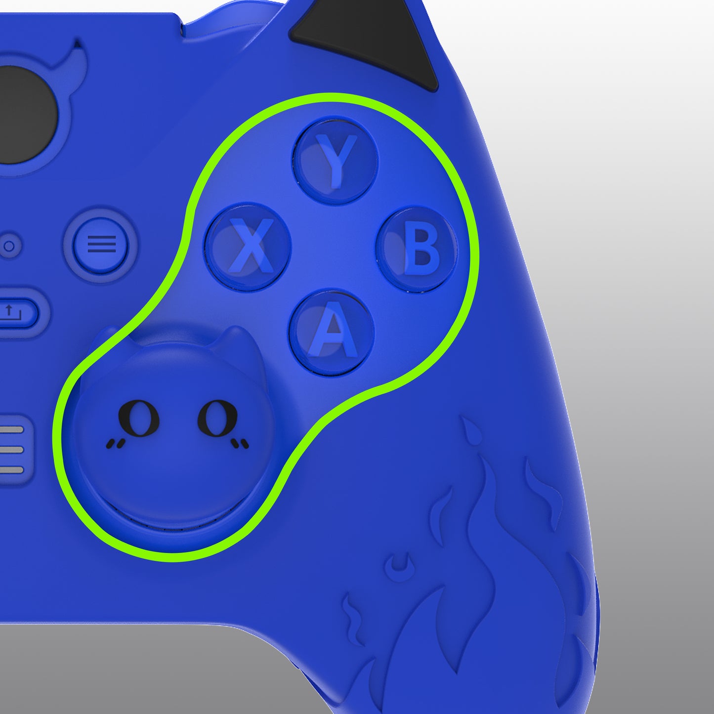 PlayVital Cute Demon Silicone Case Cover with Thumb Grips Caps for Xbox Elite Series 2 Controller & Xbox Elite Series 2 Core Controller - Blue PlayVital