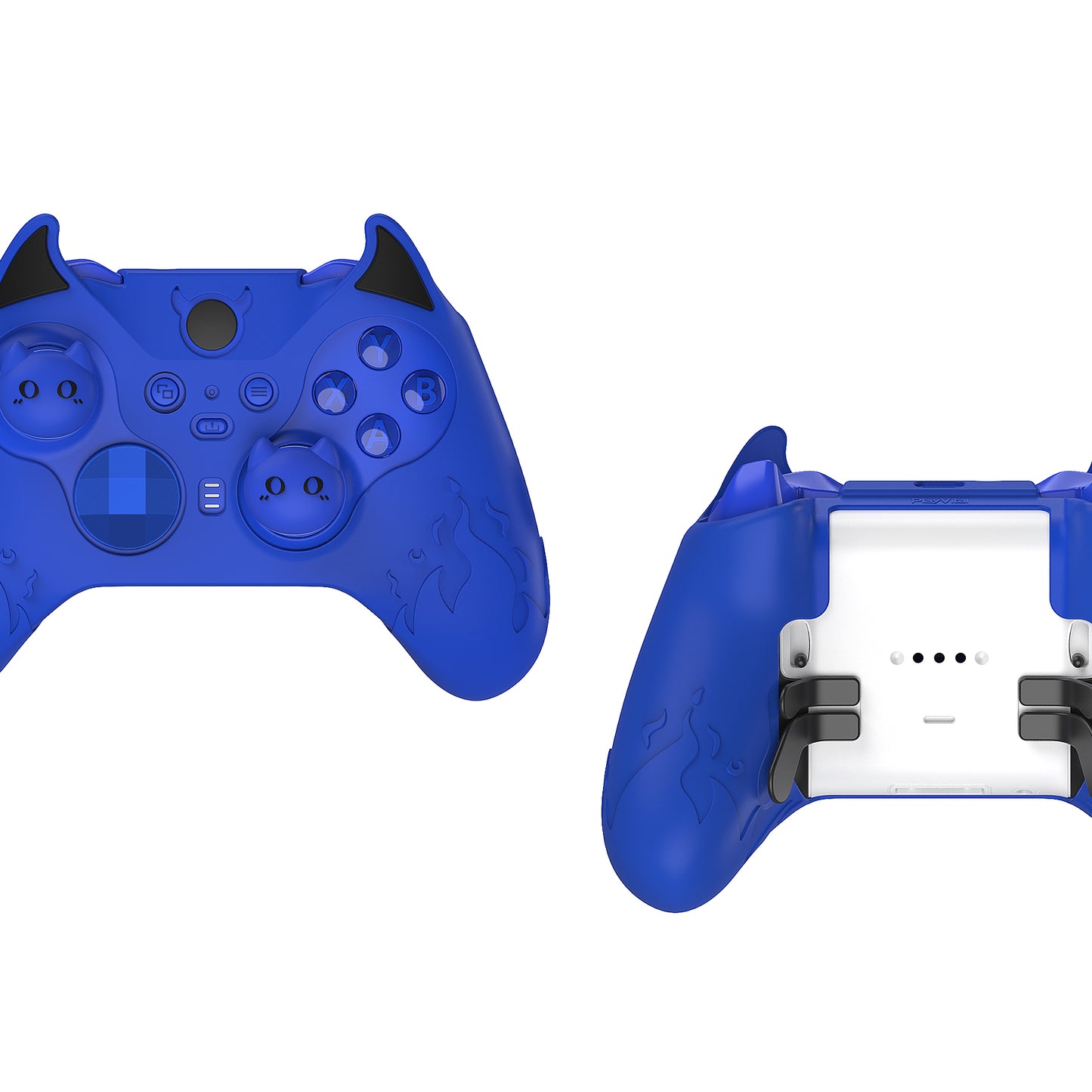 PlayVital Cute Demon Silicone Case Cover with Thumb Grips Caps for Xbox Elite Series 2 Controller & Xbox Elite Series 2 Core Controller - Blue PlayVital