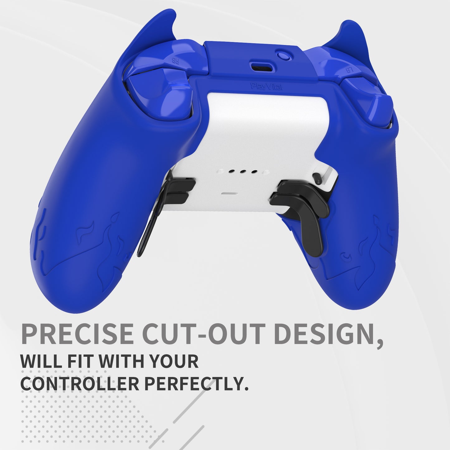 PlayVital Cute Demon Silicone Case Cover with Thumb Grips Caps for Xbox Elite Series 2 Controller & Xbox Elite Series 2 Core Controller - Blue PlayVital