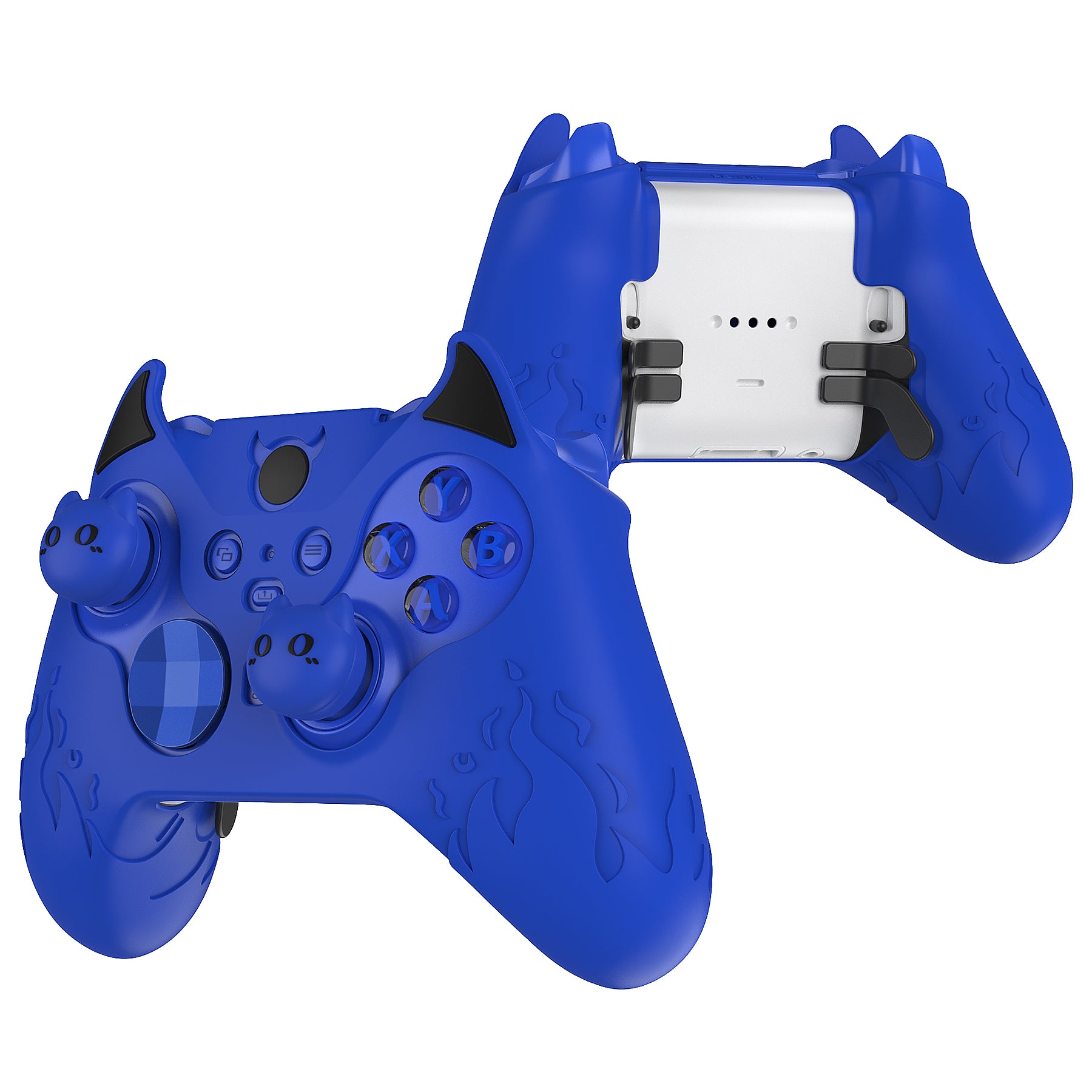 PlayVital Cute Demon Silicone Case Cover with Thumb Grips Caps for Xbox Elite Series 2 Controller & Xbox Elite Series 2 Core Controller - Blue PlayVital