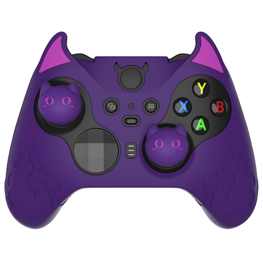 PlayVital Cute Demon Silicone Case Cover with Thumb Grips Caps for Xbox Elite Series 2 Controller & Xbox Elite Series 2 Core Controller - Purple - UQNE2P001 PlayVital