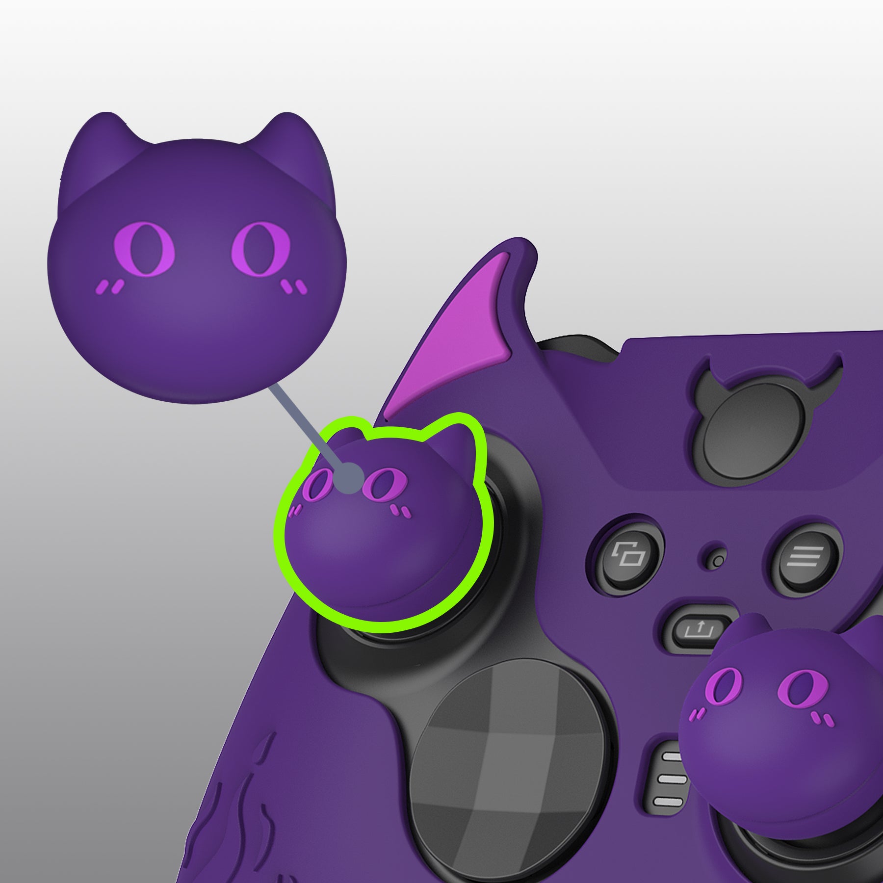 PlayVital Cute Demon Silicone Case Cover with Thumb Grips Caps for Xbox Elite Series 2 Controller & Xbox Elite Series 2 Core Controller - Purple - UQNE2P001 PlayVital